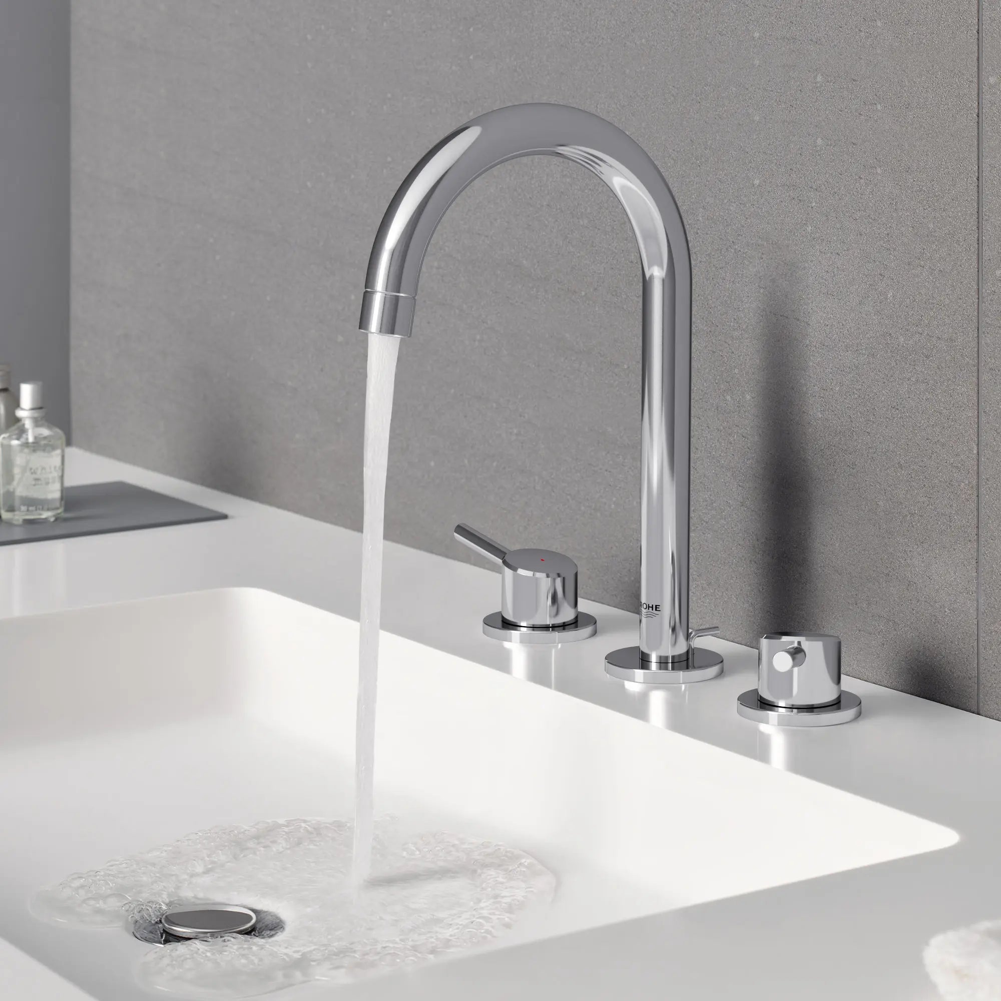 Robinet de salle de bain, 8 po, à deux poignées, taille G, 4,5 L/min (1,2 gpm) // CHROME STARLIGHT GROHE // 249099_Concetto_EnvironmentCloseup_2021700A_0002_SEPTEMBER2024_CDNwebp.webp