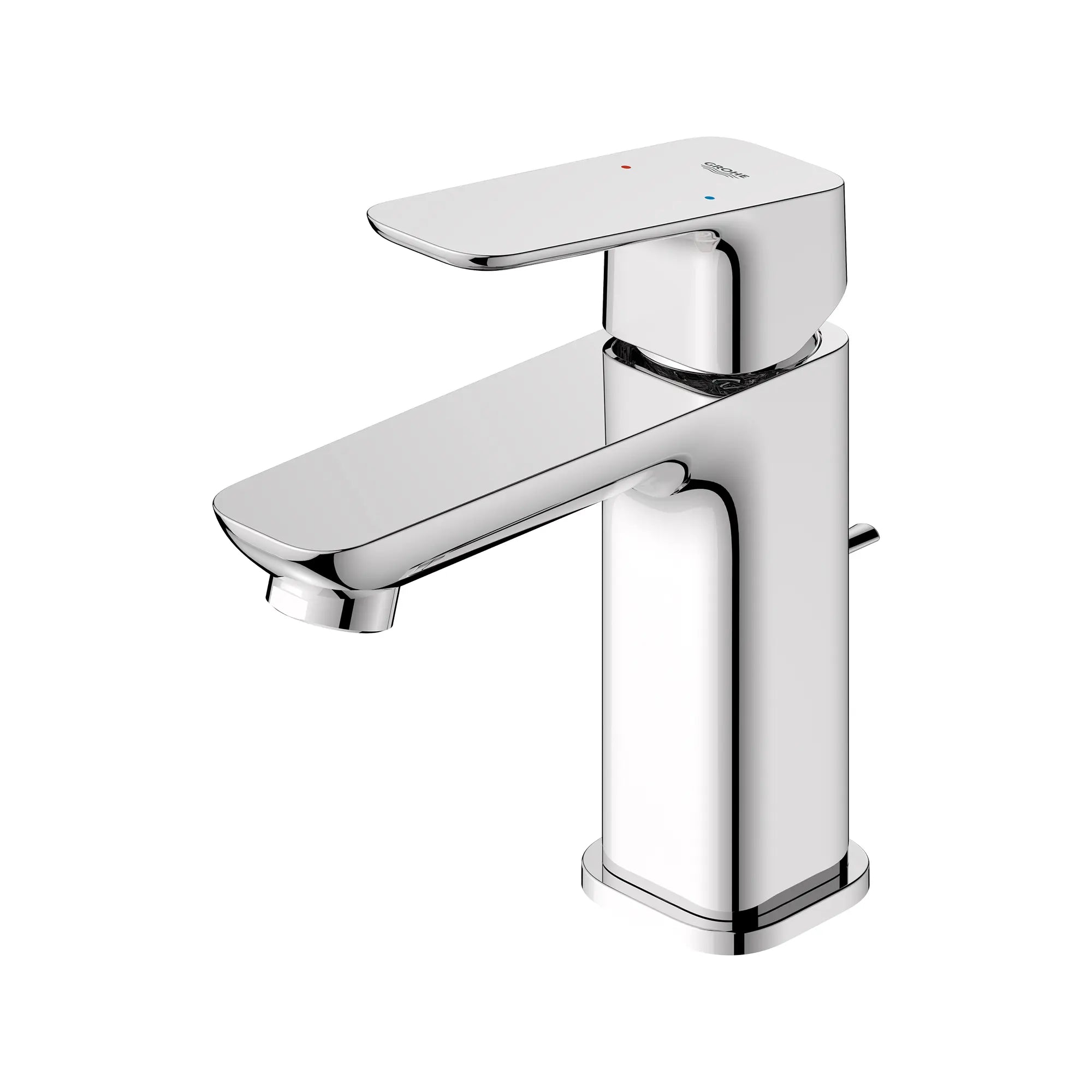 Robinet de salle de bain à orifice et manette uniques Cubeo, taille P, 4,5 l/min (1,2 gal/min) // CHROME STARLIGHT GROHE // 250809_Cubeo_SiloLeft_1018980000_0001_AUGUST2024_0_CDNwebp.webp