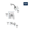 [1053800000] Cubeo Pressure Balance Valve Tub/Shower Trim Kit - GROHE StarLight Chrome