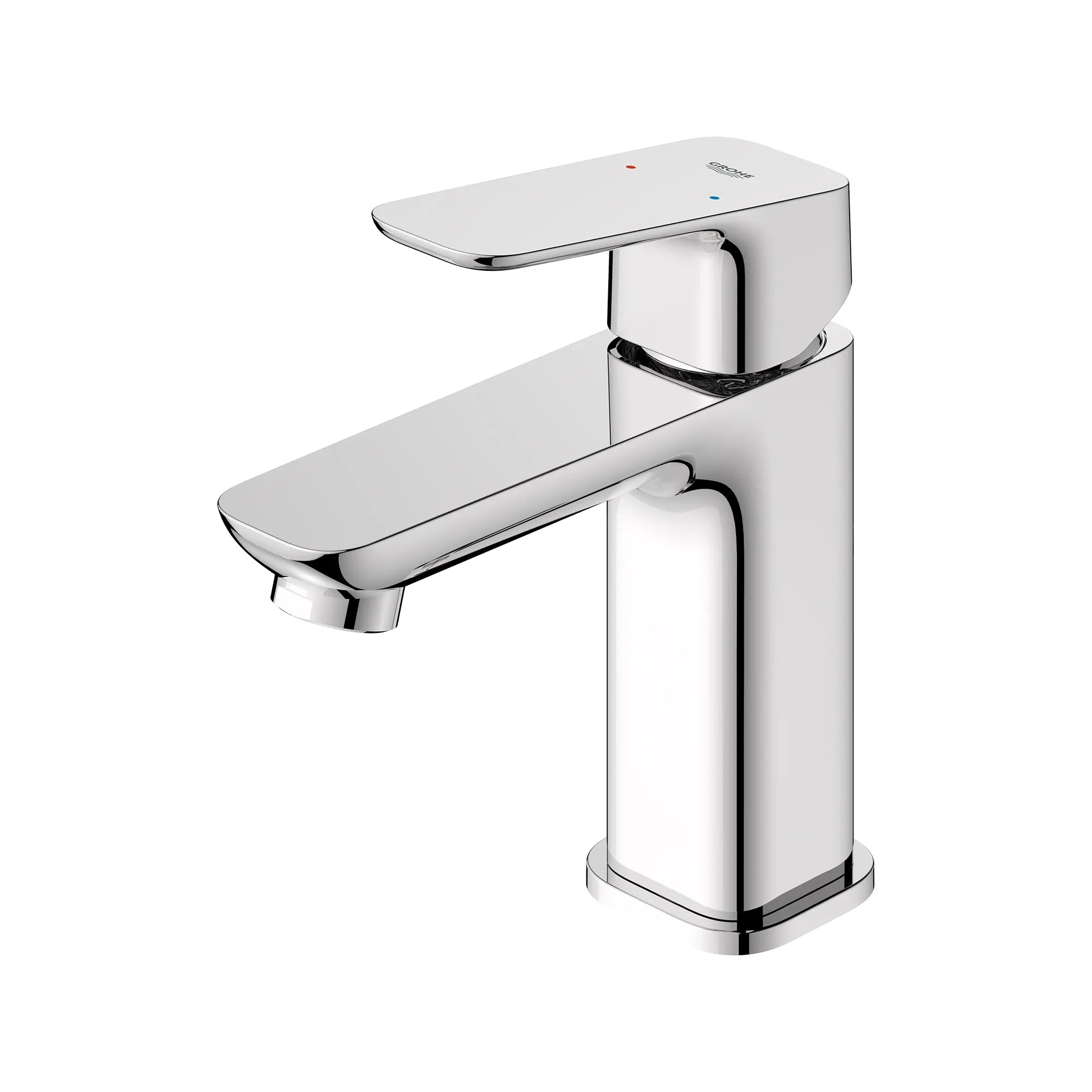 Robinet de salle de bain à orifice et manette uniques Cubeo, taille P, sans renvoi, 4,5 L/min (1,2 gal/min) // CHROME STARLIGHT GROHE // 252720_Cubeo_SiloLeft_1018990000_0001_AUGUST2024_0_CDNwebp_e8a37b6a-6189-4df7-bee8-ffd6c29d2569.webp