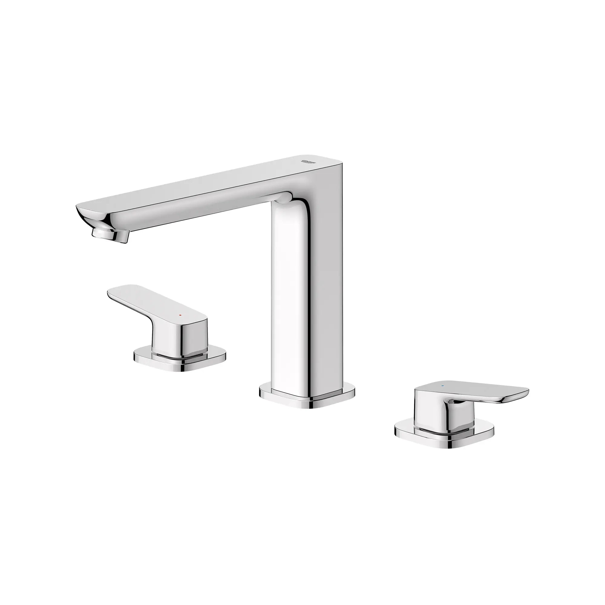 Robinet de remplissage de baignoire monté sur plan à 3 orifices et 2 manettes Cubeo // CHROME STARLIGHT GROHE // 252721_Cubeo_SiloLeft_1019230000_0001_AUGUST2024_0_CDNwebp.webp