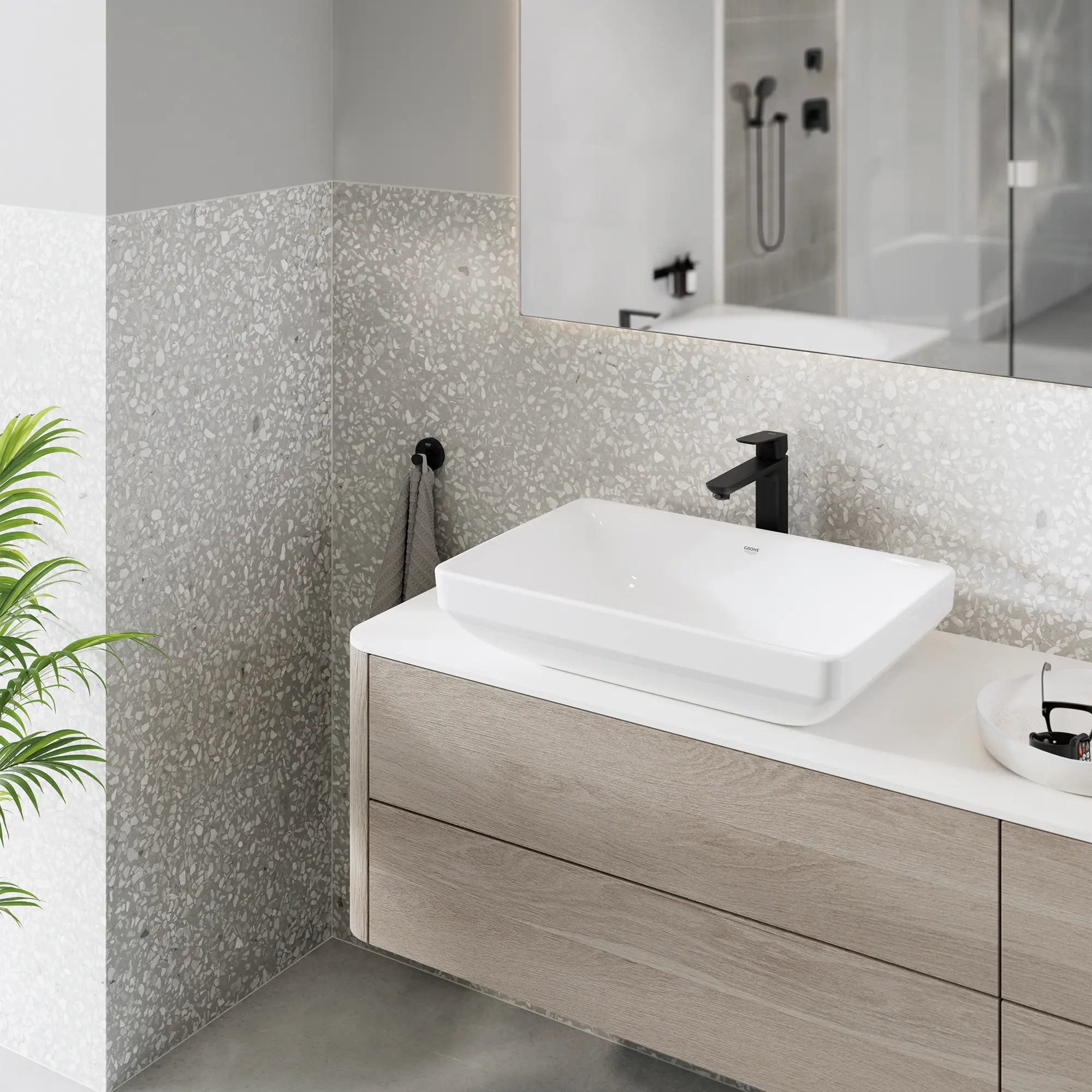 Garniture d’inverseur Cubeo à 2 voies // NOIR MAT // 260322_GROHE_Cubeo_Monument_EnvironmentMedium_1019202430_1019282430_1019292430_267182430_0002_JANUARY2025_1_CDNwebp.webp