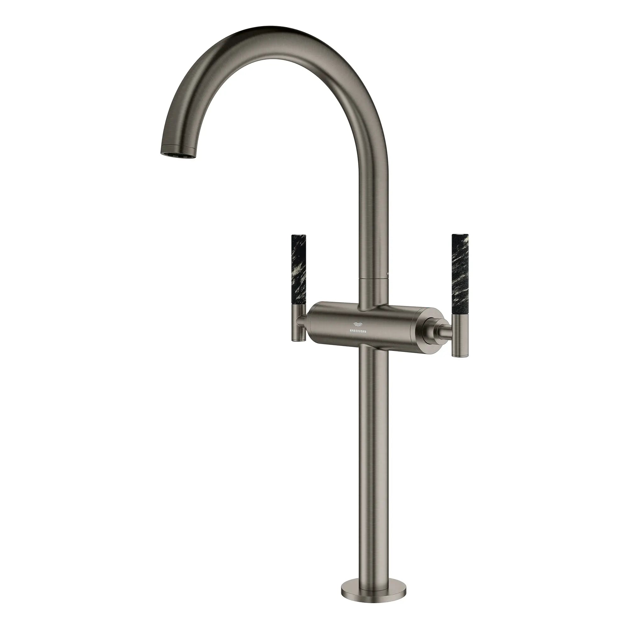 Robinet monotrou pour vasque, à deux poignée, à montage sur plan 4,5 L/min (1,2 gpm) // BRUSHED HARD GRAPHITE // 266467_Atrio_PC_SiloLeft_21161AL00_48459AL0_0001_July2025_0_CDNwebp.webp