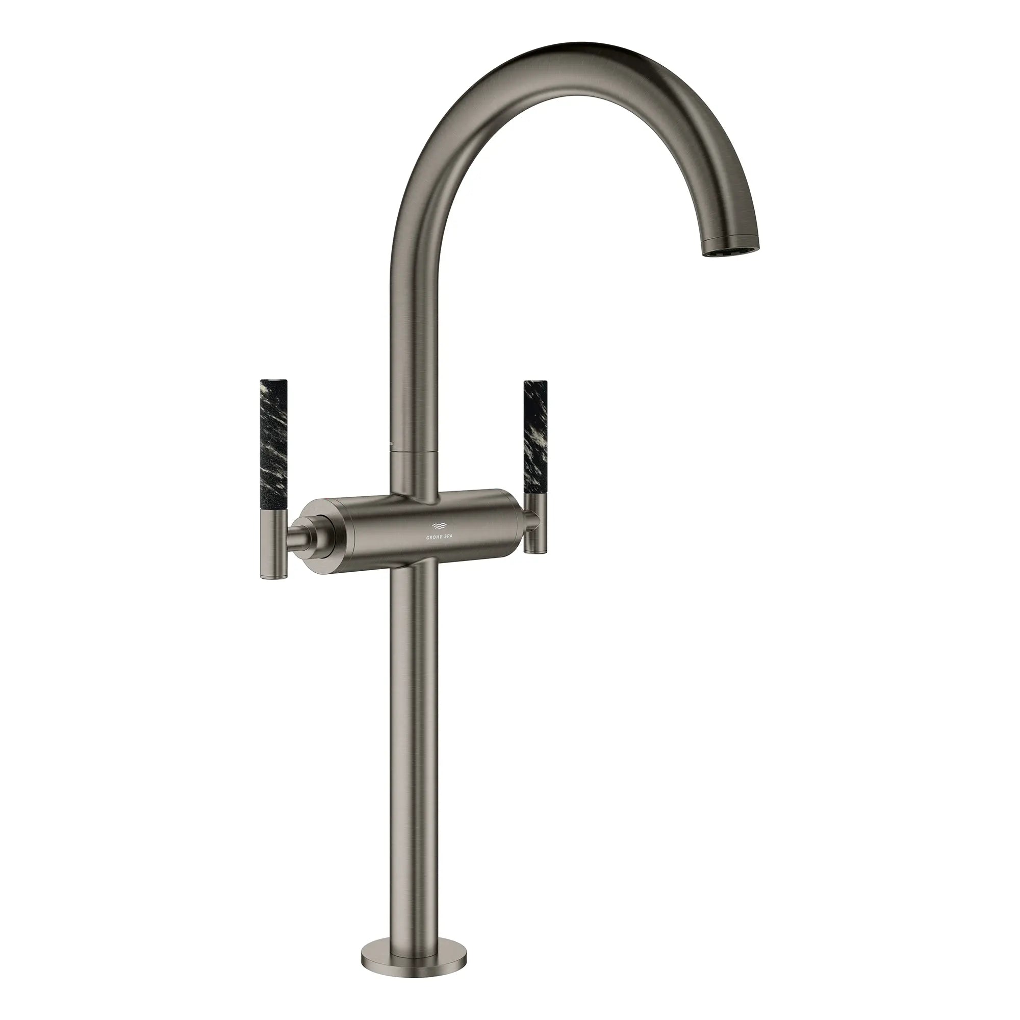 Robinet monotrou pour vasque, à deux poignée, à montage sur plan 4,5 L/min (1,2 gpm) // BRUSHED HARD GRAPHITE // 266469_Atrio_PC_SiloRight_21161AL00_48459AL0_0001_July2025_0_CDNwebp.webp