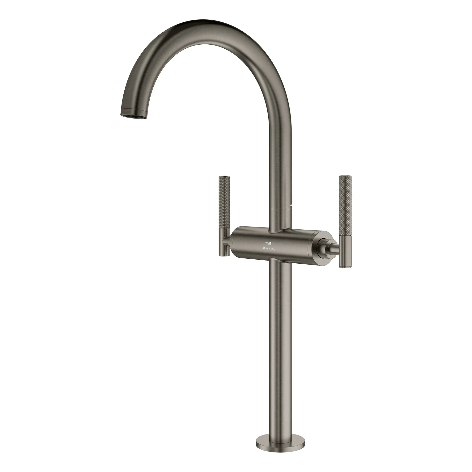 Robinet monotrou pour vasque, à deux poignée, à montage sur plan 4,5 L/min (1,2 gpm) // BRUSHED HARD GRAPHITE // 266474_Atrio_PC_SiloLeft_21161AL00_48646AL0_0001_July2025_0_CDNwebp.webp