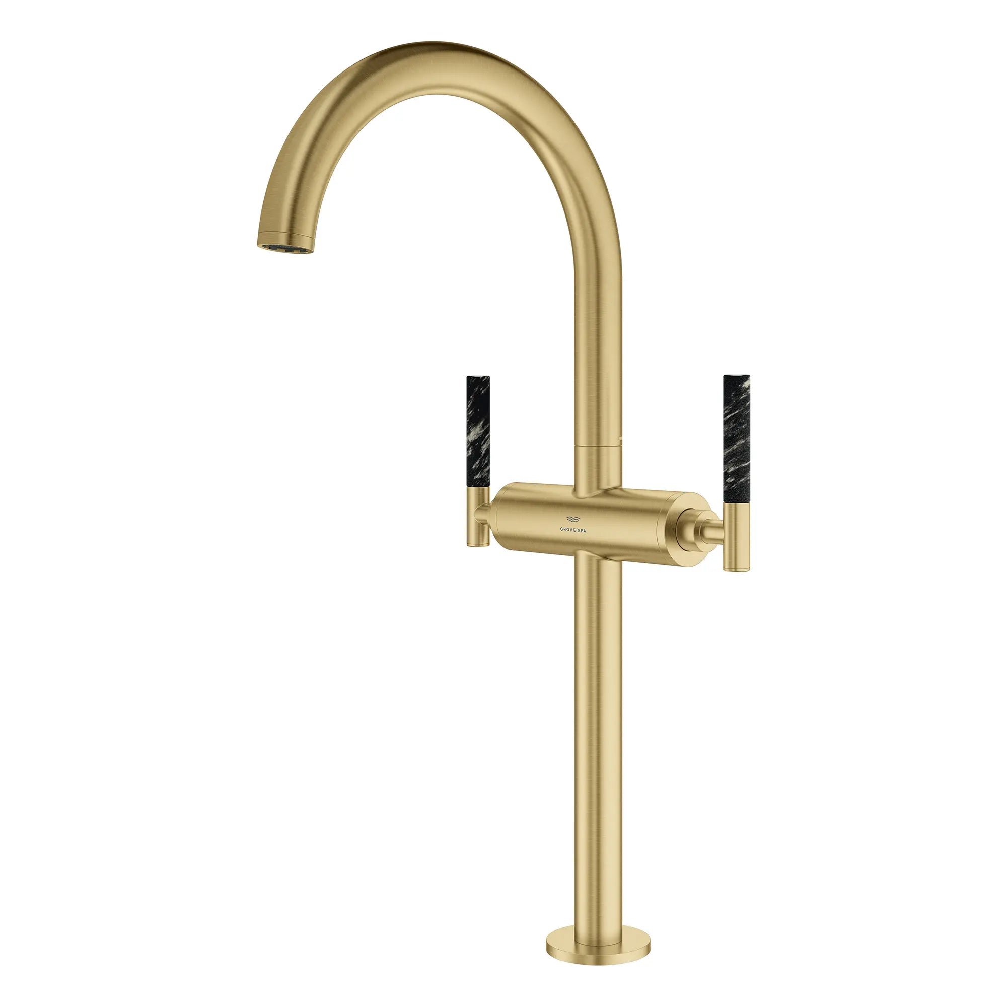 Robinet monotrou pour vasque, à deux poignée, à montage sur plan 4,5 L/min (1,2 gpm) // BRUSHED COOL SUNRISE // 266600_Atrio_PC_SiloLeft_21161GN00_48459GN00_0001_July2025_0_CDNwebp.webp