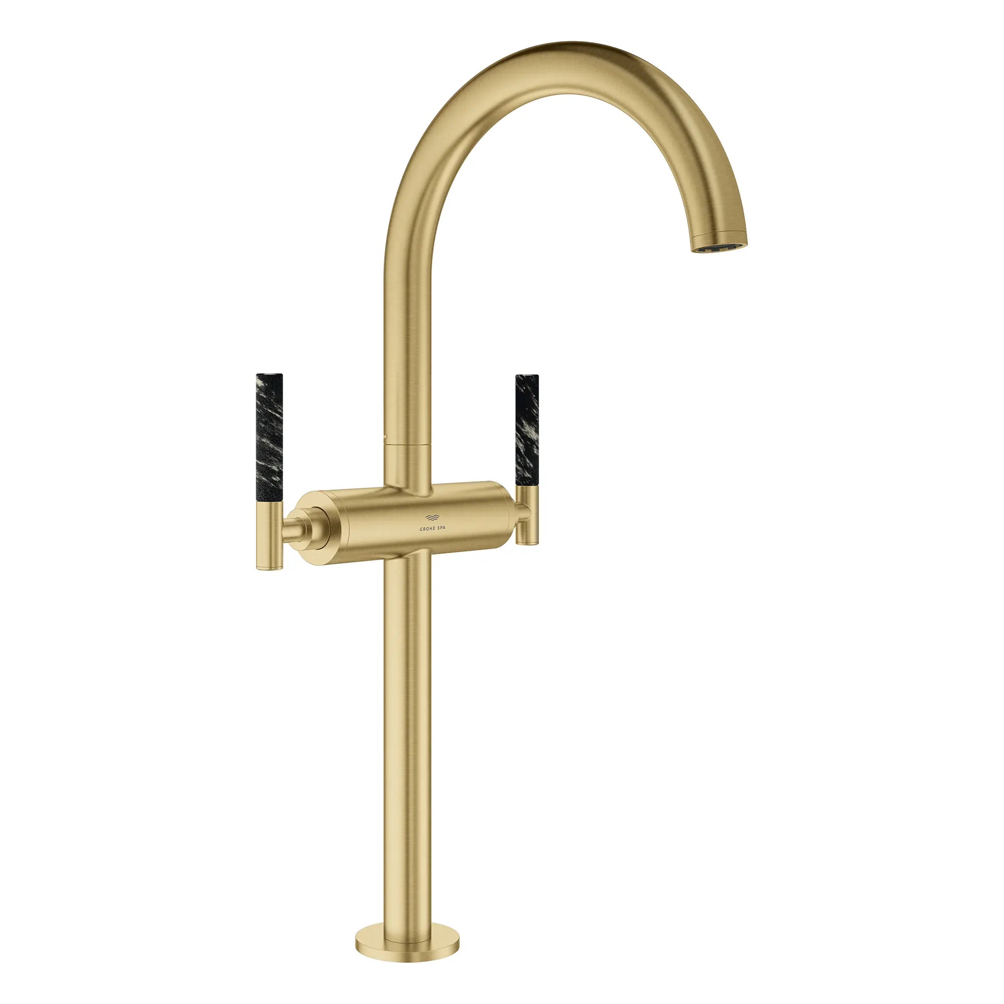 Robinet monotrou pour vasque, à deux poignée, à montage sur plan 4,5 L/min (1,2 gpm) // BRUSHED COOL SUNRISE // 266601_Atrio_PC_SiloRight_21161GN00_48459GN00_0001_July2025_0_CDNwebp.webp