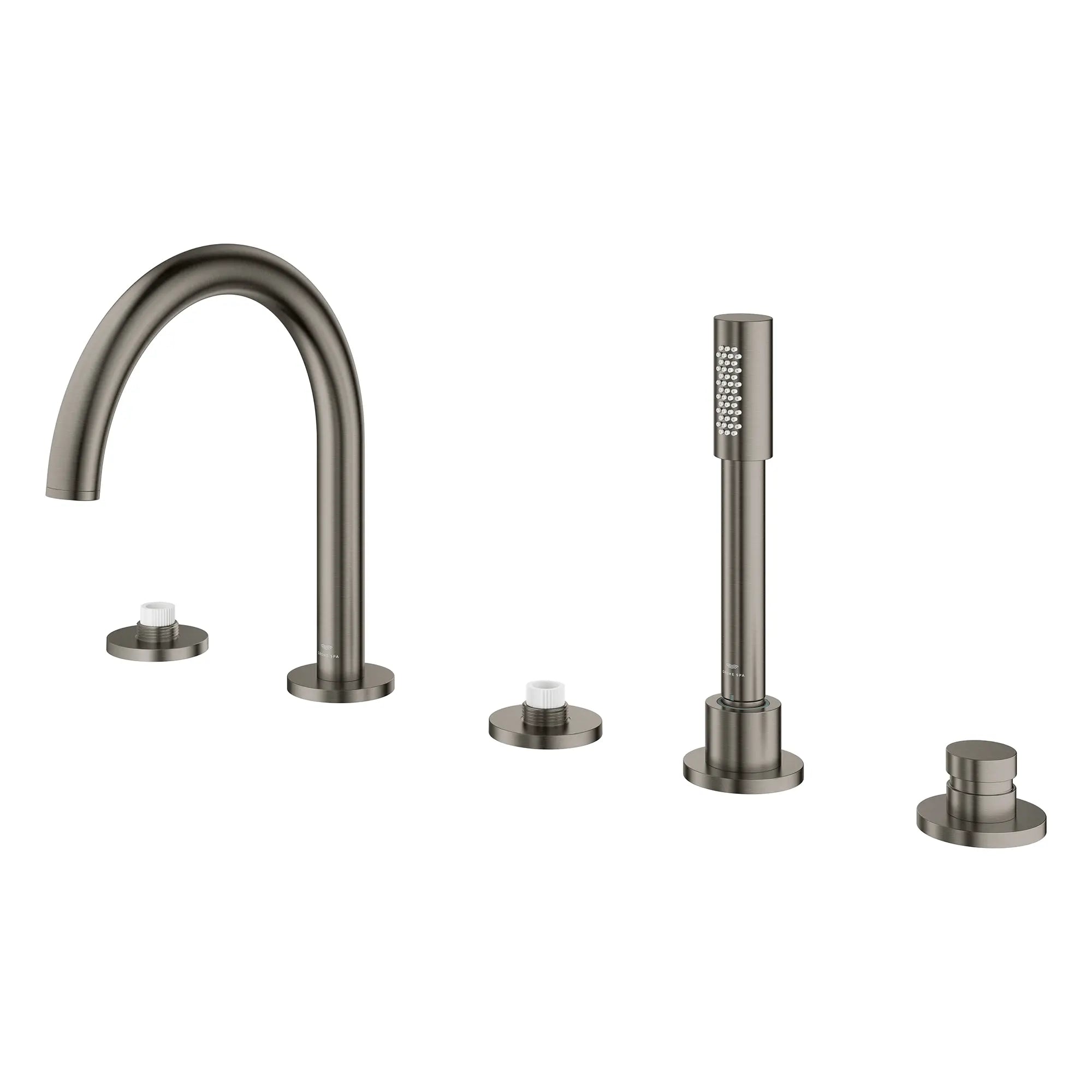 Robinet à trous pour baignoire romaine, à 2 poignée avec douchette 6,6 L/min (1,75 gpm) // BRUSHED HARD GRAPHITE // 266627_Atrio_PC_SiloLeft_25274AL00_0001_July2025_0_CDNwebp.webp