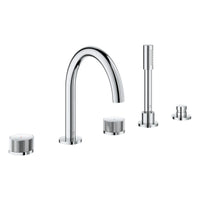 [1053500000] Atrio Private Collection 5-Hole 2-Handle Deckmount Tub Filler with Knob Handles with 1.75 GPM Hand Shower - Hard Graphite