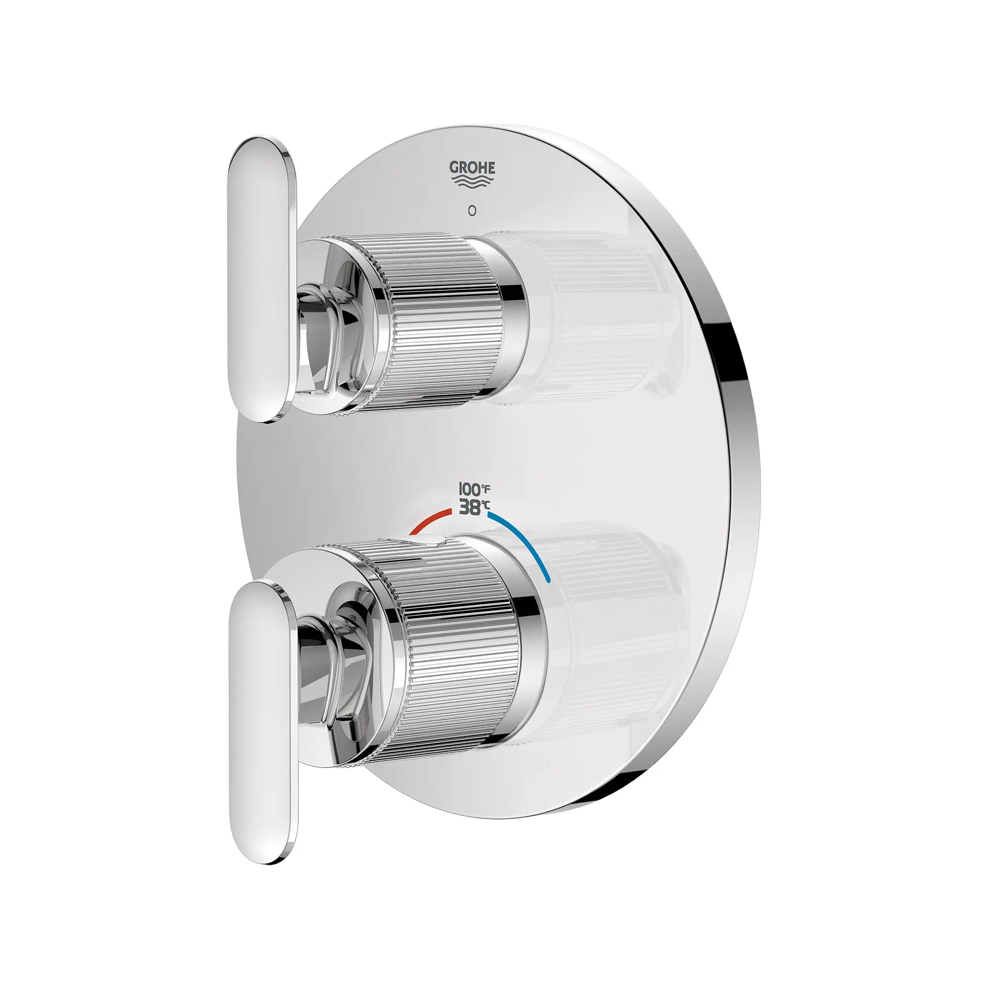 Garniture de robinet thermostatique à fonction unique et 2 manettes Listra // CHROME STARLIGHT GROHE // 268320_Listra_SiloLeft_1062360000_0001_SEPTEMBER2024_0_CDNwebp.webp