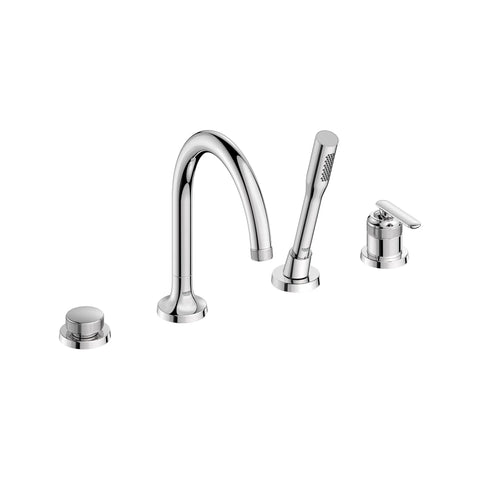 Robinet de baignoire romaine Listra à 4 trous et une seule manette monté sur plan avec douche à main de 6,6 l/min (1,75 gal/min) - Chrome StarLight GROHE