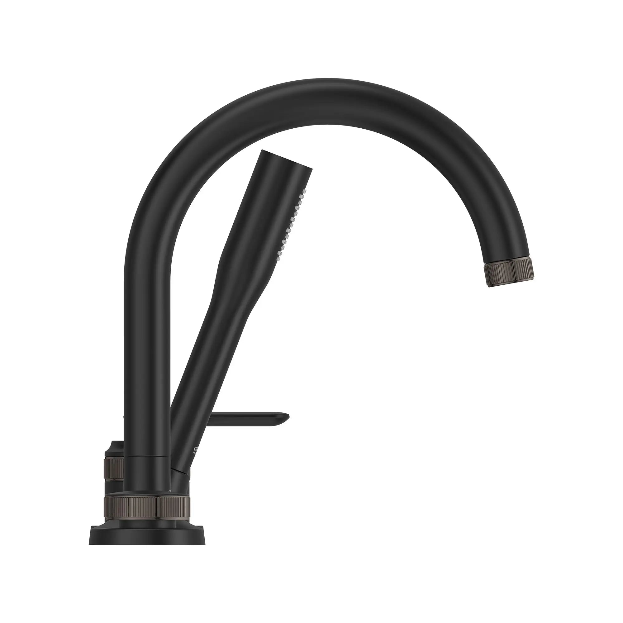 Robinet de baignoire romaine Listra à 4 trous et une seule manette monté sur plan avec douche à main de 6,6 l/min (1,75 gal/min) // NOIR MAT // 268464_Listra_SiloSide_1062372430_0001_SEPTEMBER2024_0_CDNwebp.webp