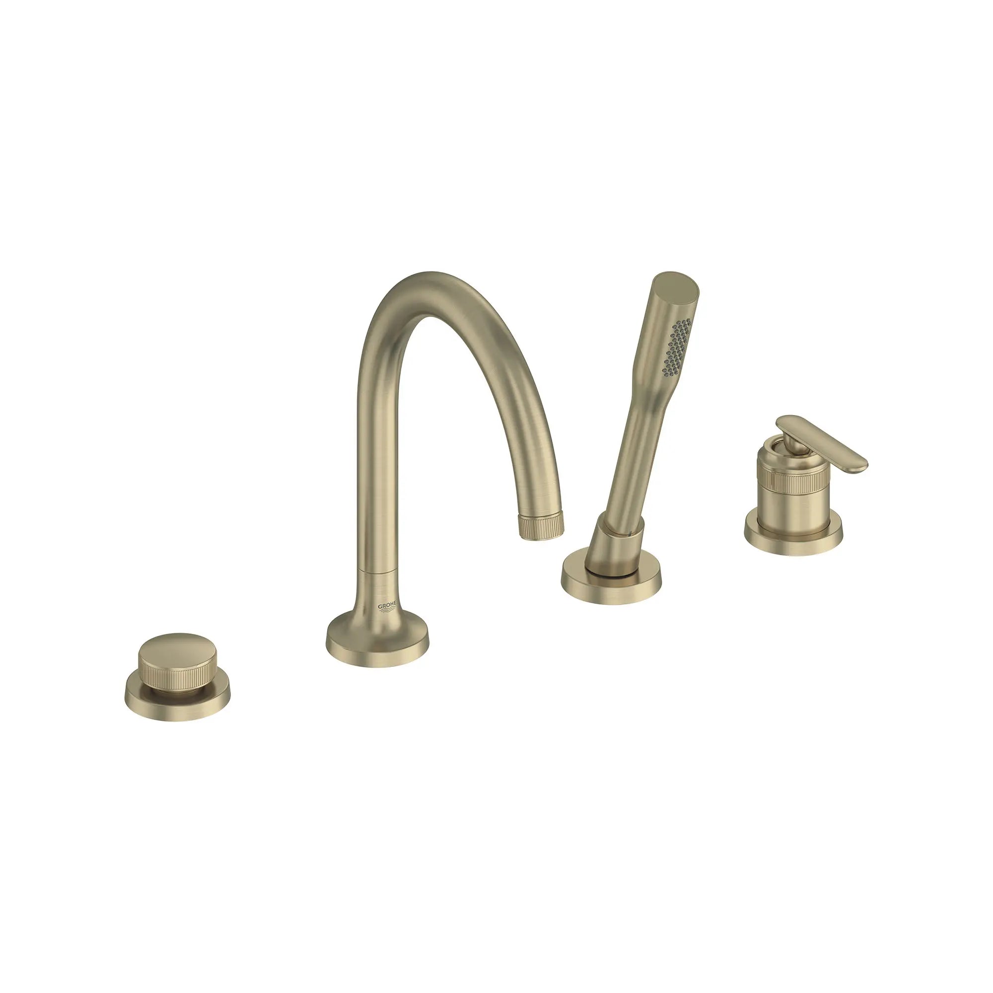 Robinet de baignoire romaine Listra à 4 trous et une seule manette monté sur plan avec douche à main de 6,6 l/min (1,75 gal/min) // NICKEL BROSSÉ INFINITYFINISH // 268534_Listra_SiloRight_106237EN00_0001_SEPTEMBER2024_0_CDNwebp.webp