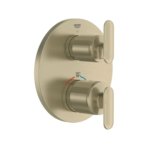 Garniture de robinet thermostatique à fonction unique et 2 manettes Listra - Nickel brossé InfinityFinish