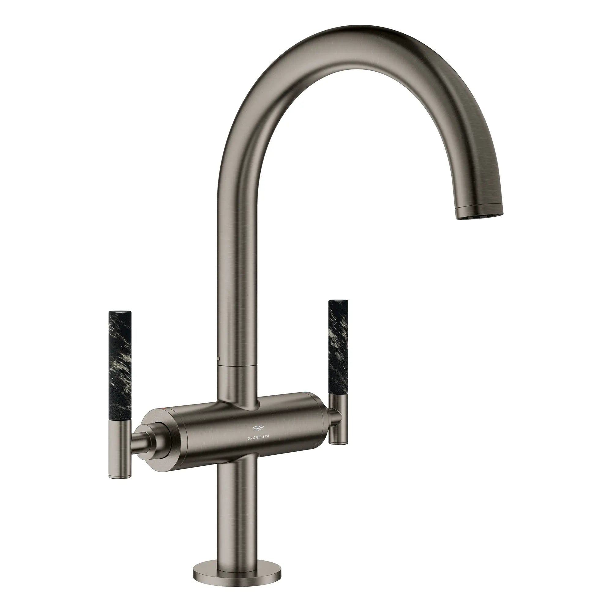 Grand robinet monotrou à deux poignées pour salle de bain 4,5 L/min (1,2 gpm) // BRUSHED HARD GRAPHITE // 269180_Atrio_PC_SiloRight_21146AL00_48459AL0_August2025_0_CDNwebp.webp