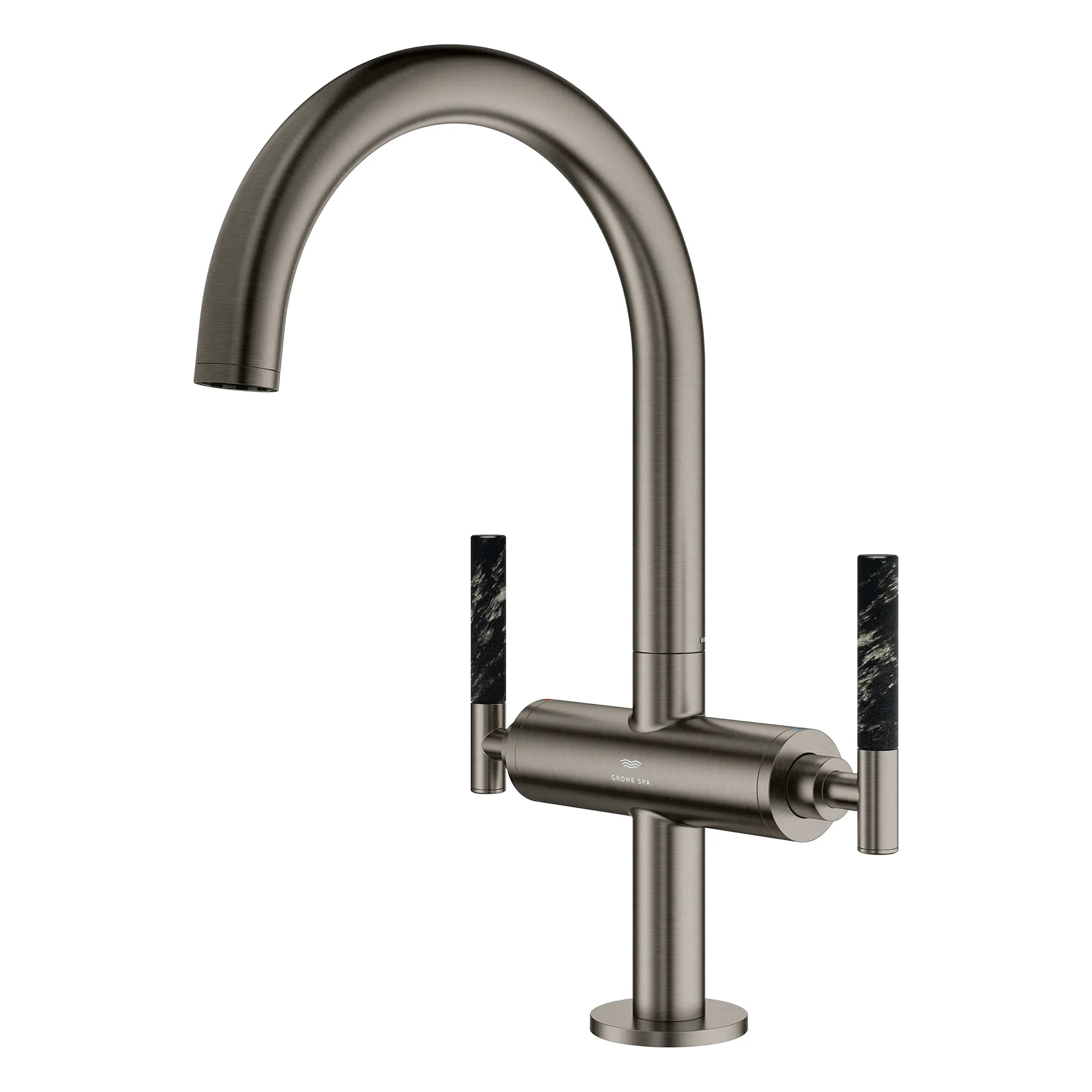 Grand robinet monotrou à deux poignées pour salle de bain 4,5 L/min (1,2 gpm) // BRUSHED HARD GRAPHITE // 269182_Atrio_PC_SiloLeft_21146AL00_48459AL0_August2025_0_CDNwebp.webp