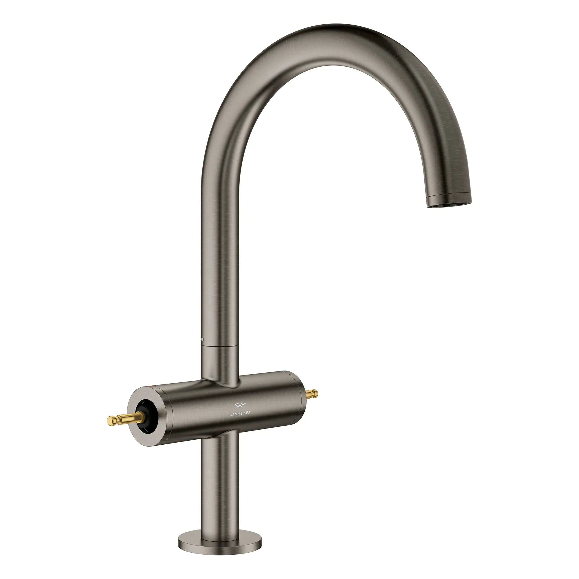 Grand robinet monotrou à deux poignées pour salle de bain 4,5 L/min (1,2 gpm) // BRUSHED HARD GRAPHITE // 269192_Atrio_PC_SiloRight_21146AL00_August2025_0_CDNwebp.webp