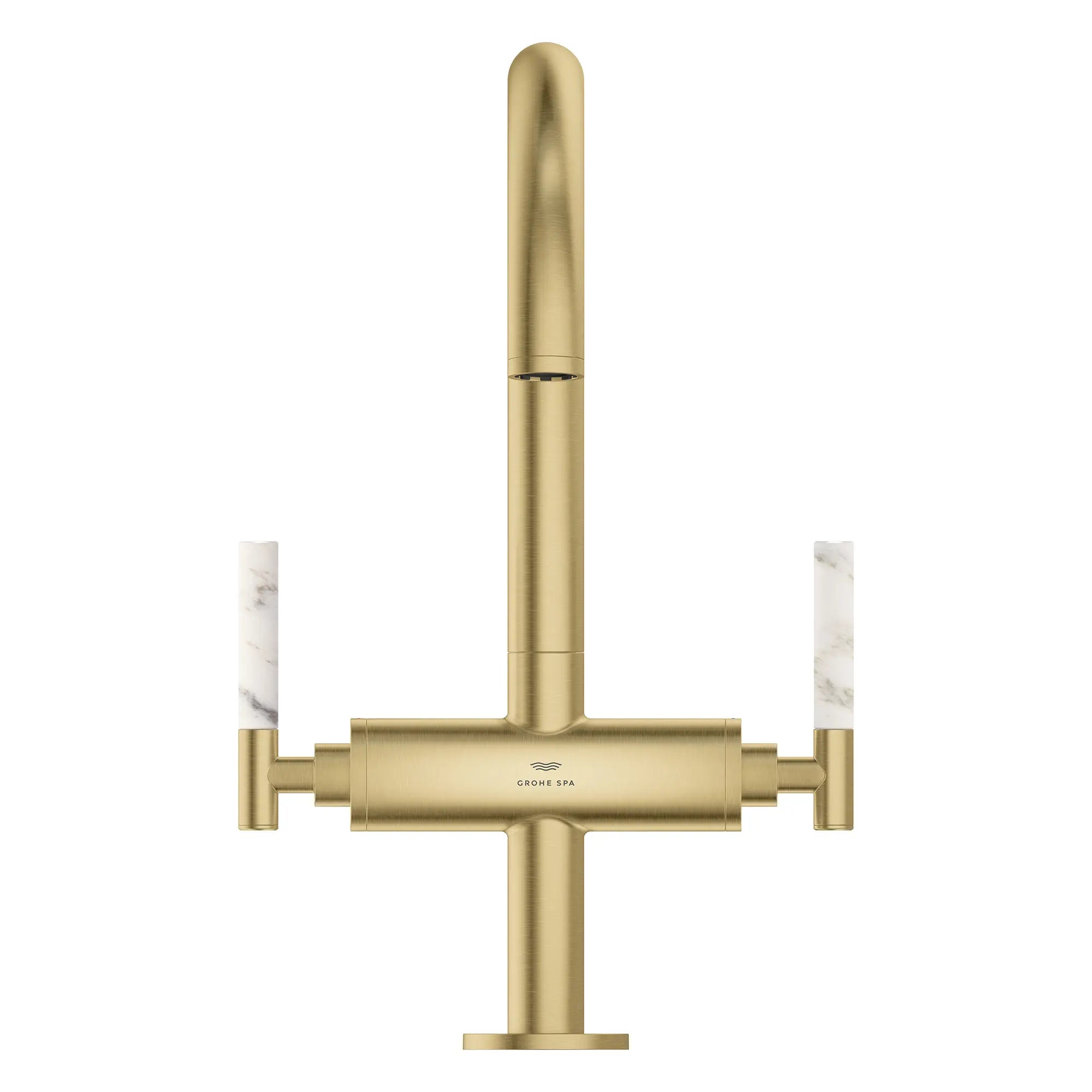 Grand robinet monotrou à deux poignées pour salle de bain 4,5 L/min (1,2 gpm) // BRUSHED COOL SUNRISE // 269245_Atrio_PC_SiloFront_21146GN00_48458GN0_August2025_0_CDNwebp.webp