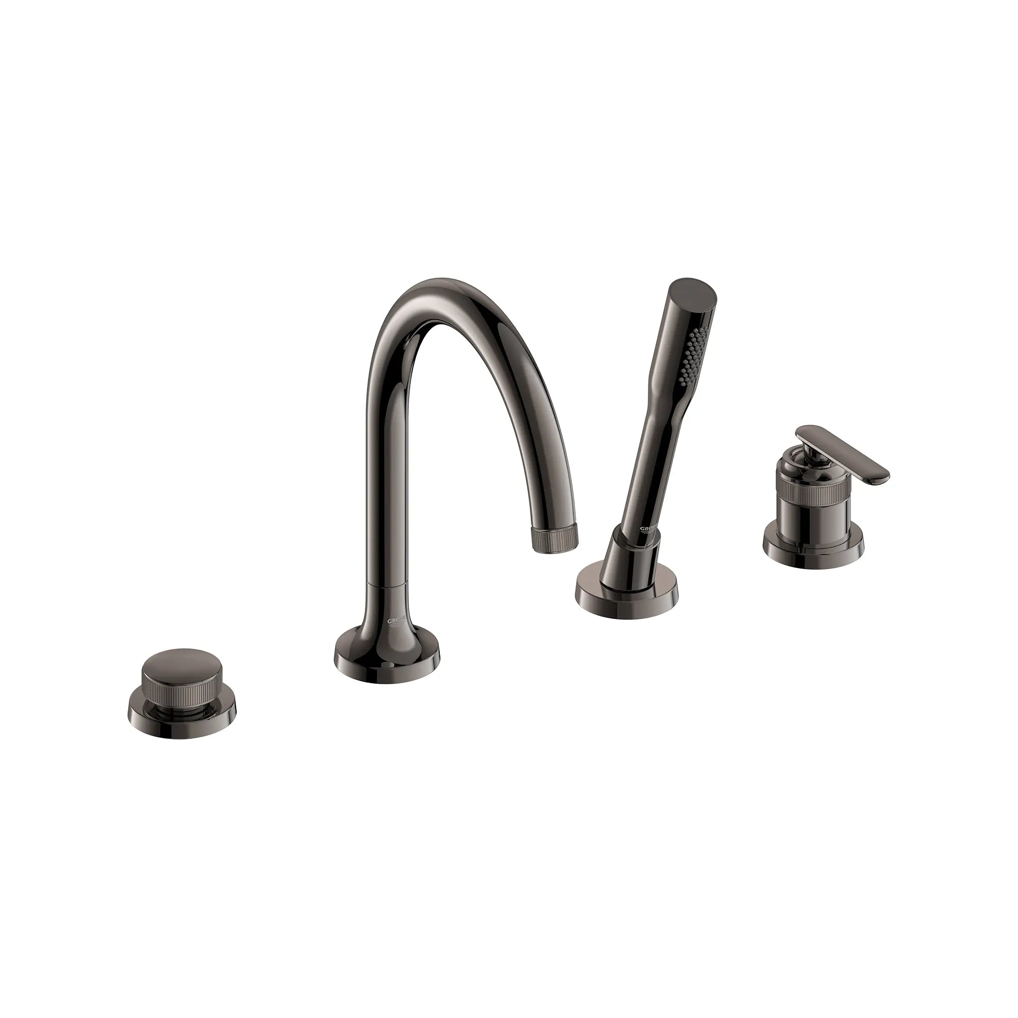 Robinet de baignoire romaine Listra à 4 trous et une seule manette monté sur plan avec douche à main de 6,6 l/min (1,75 gal/min) // GRAPHITE DUR // 275217_Listra_SiloRight_106237A000_0001_SEPTEMBER2024_0_CDNwebp.webp