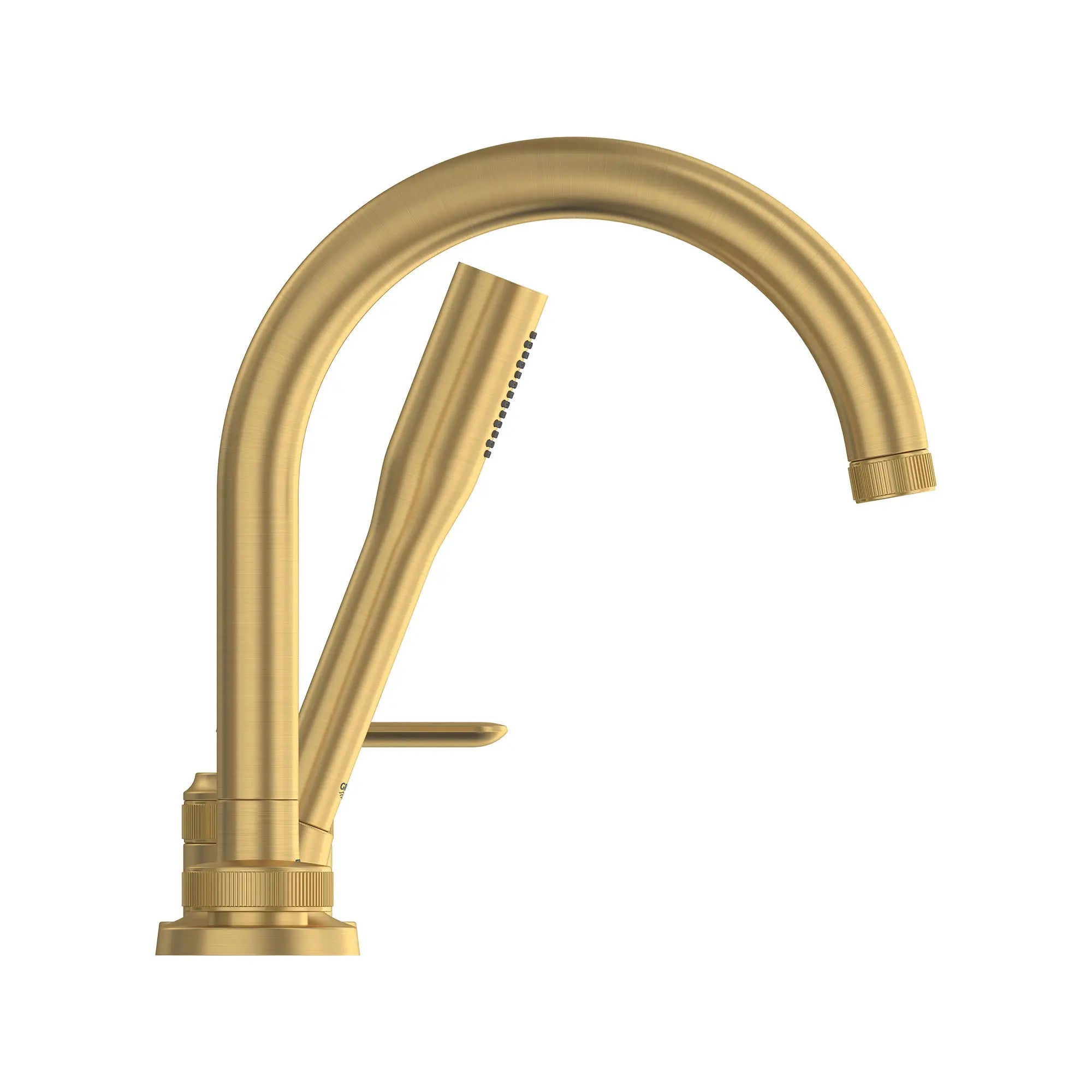 Robinet de baignoire romaine Listra à 4 trous et une seule manette monté sur plan avec douche à main de 6,6 l/min (1,75 gal/min) // AUBE FRAÎCHE BROSSÉ // 275335_Listra_SiloSide_106237GN00_0001_SEPTEMBER2024_0_CDNwebp.webp