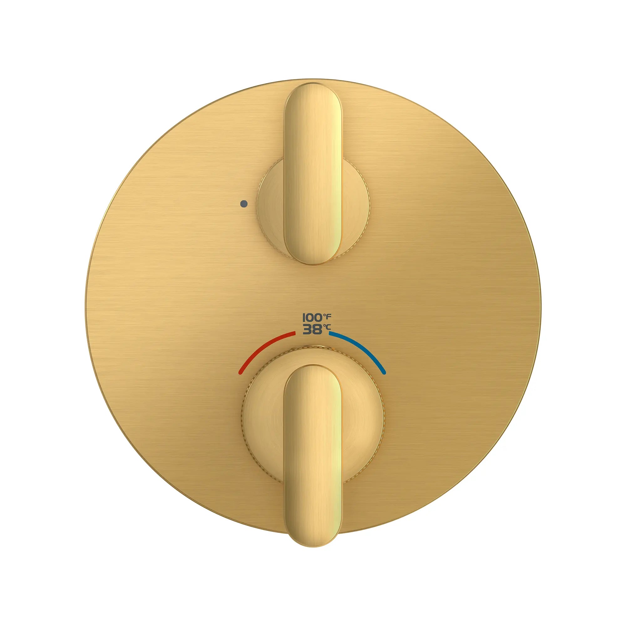 Garniture de robinet thermostatique à fonction unique et 2 manettes Listra // AUBE FRAÎCHE BROSSÉ // 275358_Listra_SiloStraight_106236GN00_0001_SEPTEMBER2024_0_CDNwebp.webp