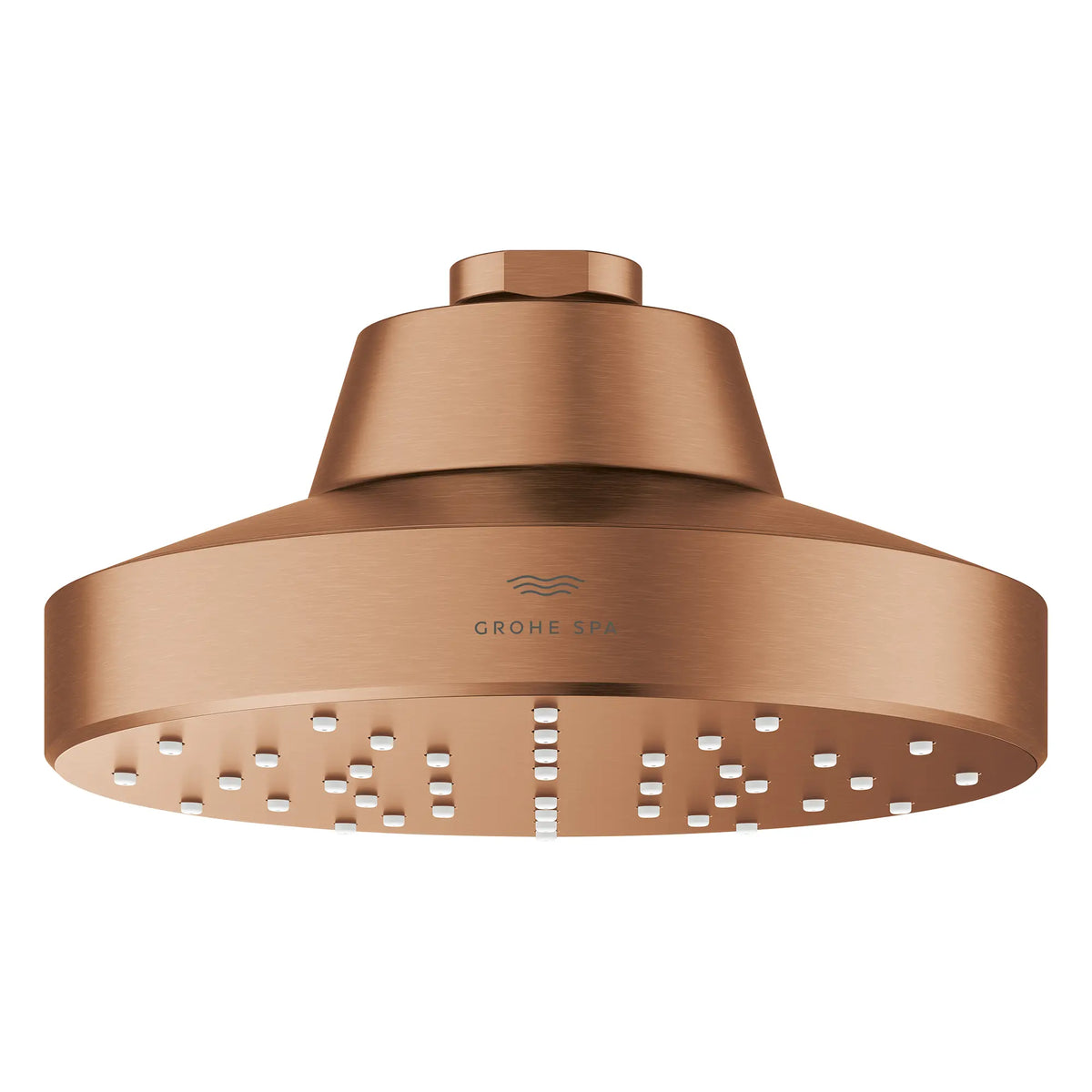 Pomme de douche à un seul jet Rainshower Aqua de 13,97 cm (5½ po) avec AquaBooster 6,6 L/min (1,75 gal/min) // COUCHANT CHAUD BROSSÉ // 275802_Aqua_Booster_SiloFront_111518DL00_001_October2025_0_CDNwebp.webp