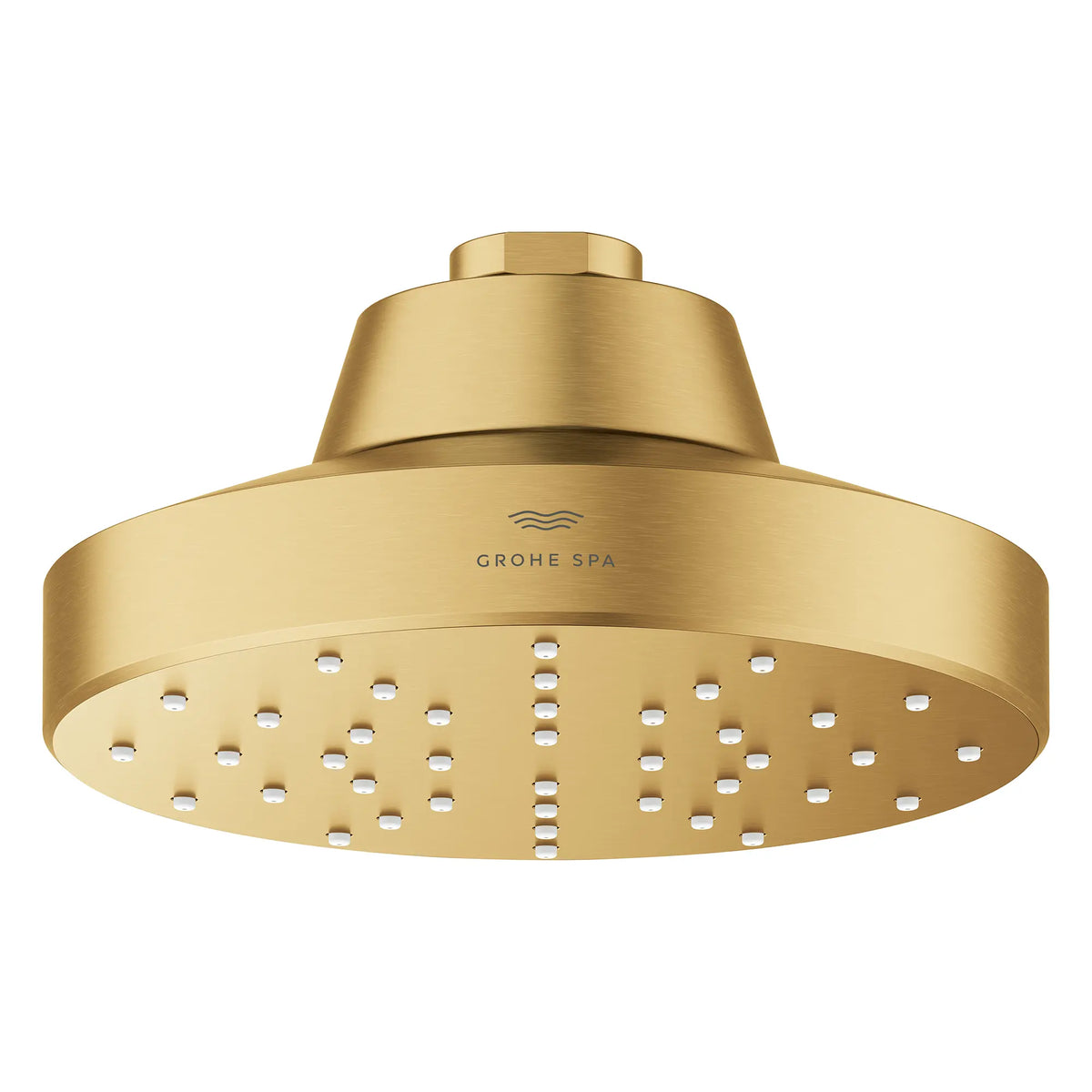 Pomme de douche à un seul jet Rainshower Aqua de 13,97 cm (5½ po) avec AquaBooster 6,6 L/min (1,75 gal/min) // AUBE FRAÎCHE BROSSÉ // 275810_Aqua_Booster_SiloFront_111518GN00_002_October2025_0_CDNwebp.webp