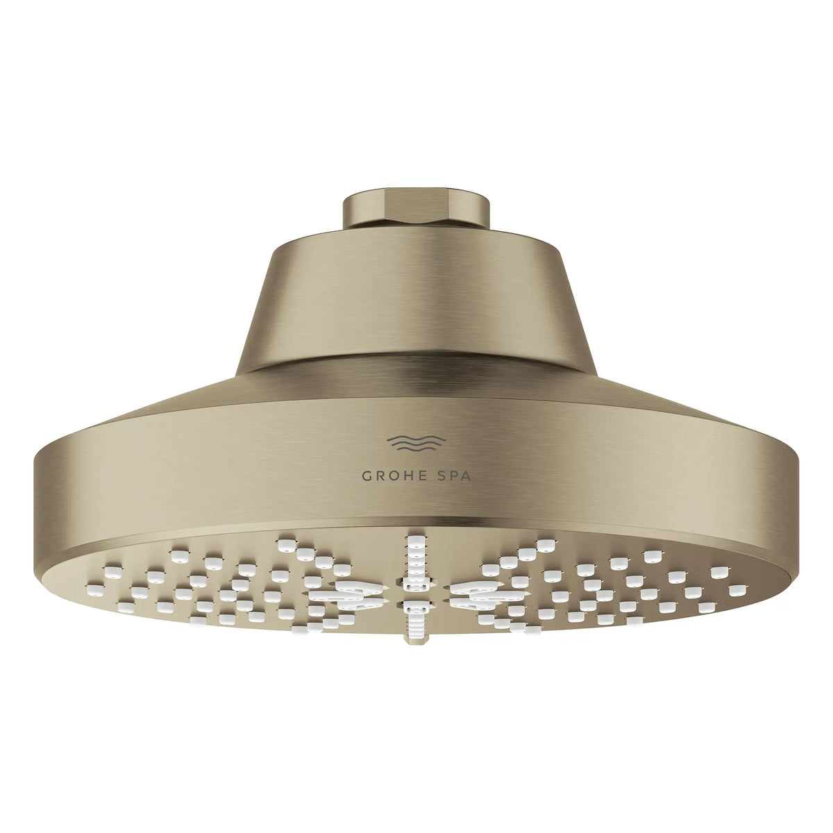 Pomme de douche à jets multiples Rainshower Aqua 140 de 13,97 cm (5½ po) avec AquaBooster 6,6 L/min (1,75 gal/min) // NICKEL BROSSÉ INFINITYFINISH // 275857_Aqua_Booster_SiloFront_111611EN00_001_October2025_0_CDNwebp.webp