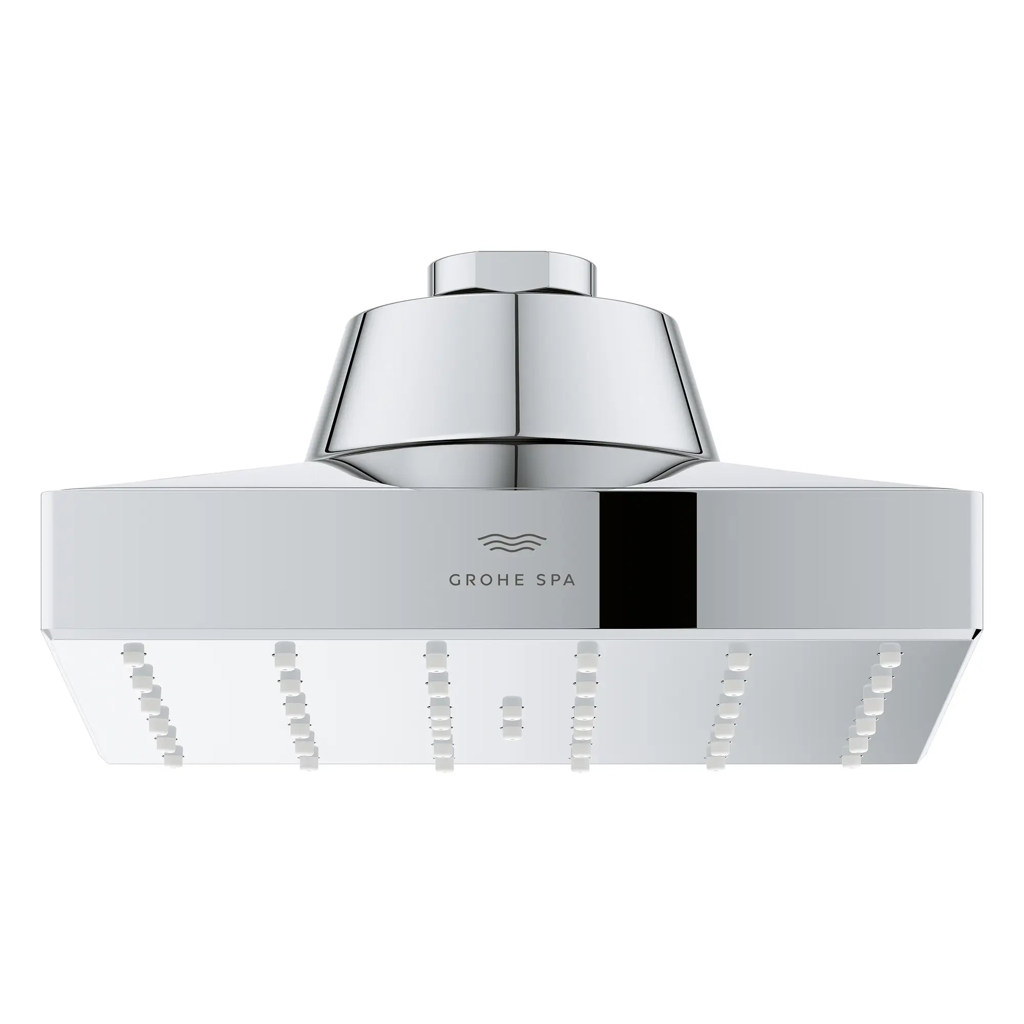 Pomme de douche carrée à un seul jet Rainshower Aqua de 13,97 cm (5½ po) avec AquaBooster 9,5 L/min (2,5 gal/min) // CHROME STARLIGHT GROHE // 275885_Aqua_Booster_SiloFront_1116610000_001_October2025_0_CDNwebp.webp