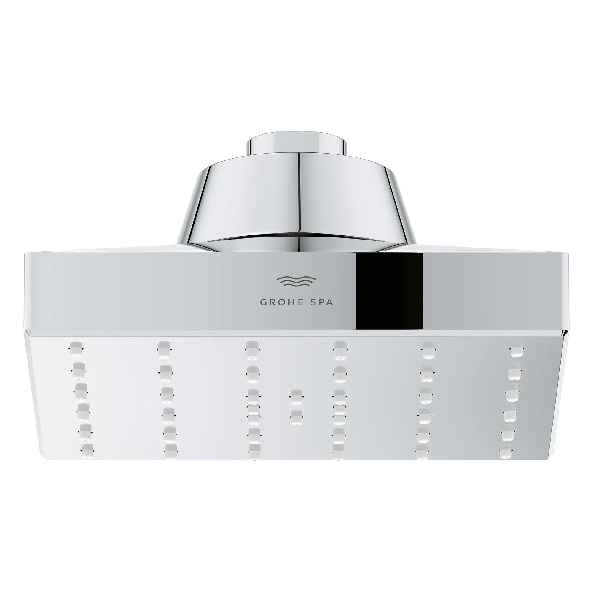 Pomme de douche carrée à un seul jet Rainshower Aqua de 13,97 cm (5½ po) avec AquaBooster 9,5 L/min (2,5 gal/min) // CHROME STARLIGHT GROHE // 275886_Aqua_Booster_SiloFront_1116610000_002_October2025_0_CDNwebp.webp
