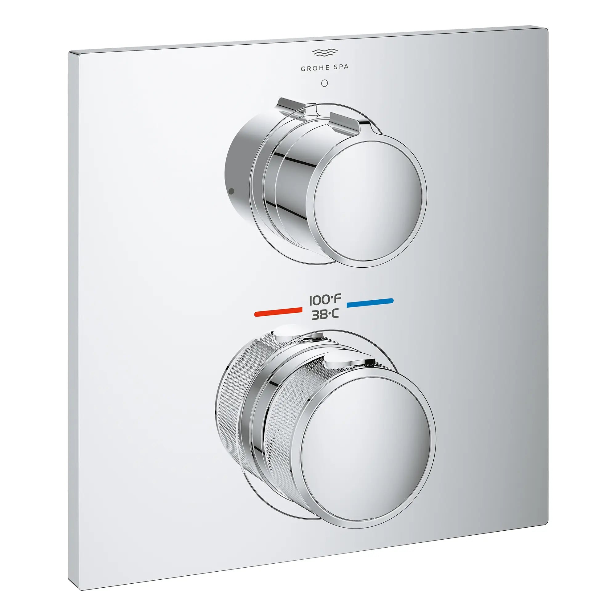 Garniture de robinet thermostatique à 2 poignées à fonction simple // CHROME STARLIGHT GROHE // 276091_Allure_Silo-SpecSheet_29177001_0001_Feb2023_0_CDNwebp.webp