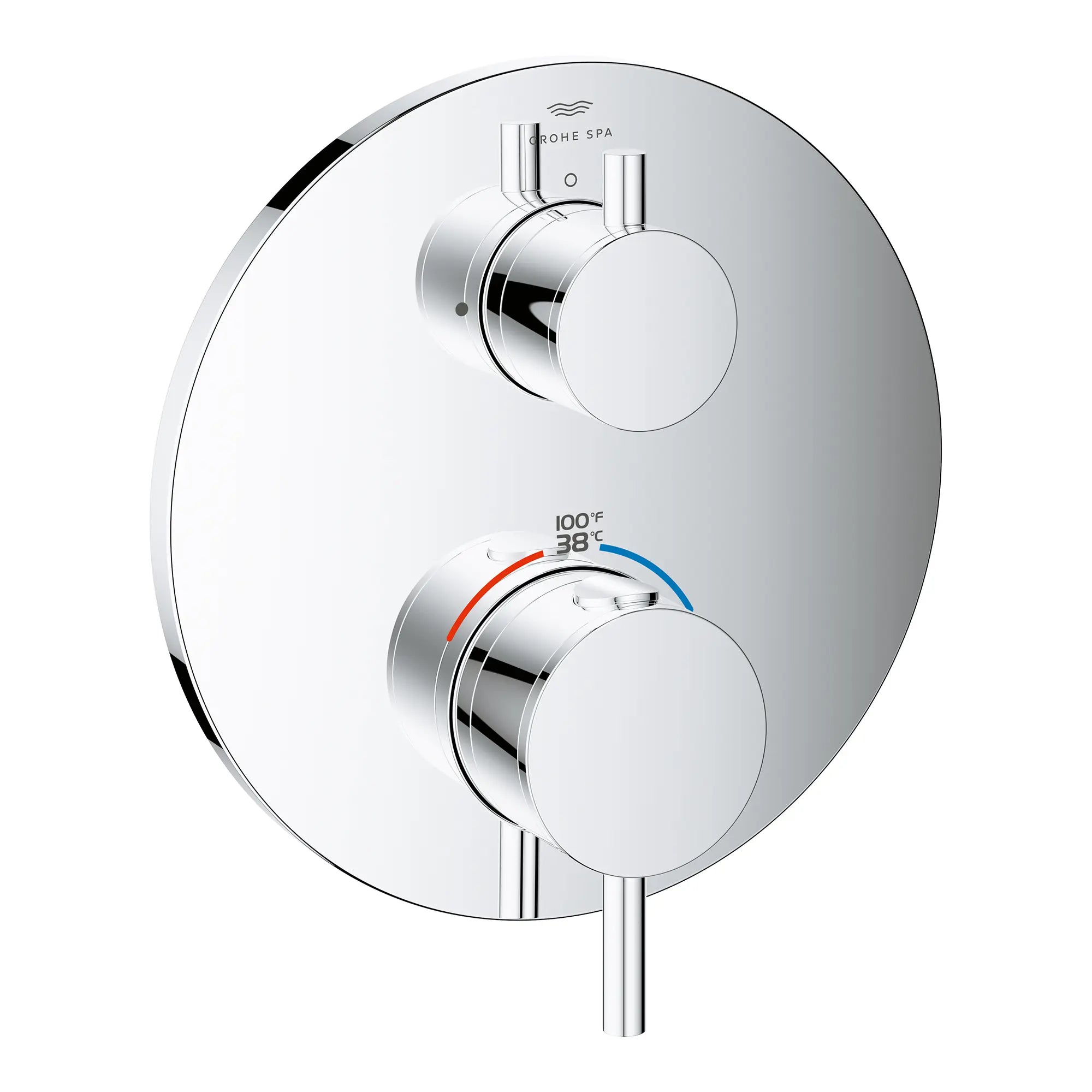 Garniture de robinet thermostatique à fonction simple, 2 poignées // CHROME STARLIGHT GROHE // 276120_Atrio_Silo-SpecSheet_24360000_0001_Feb2023_0_CDNwebp.webp
