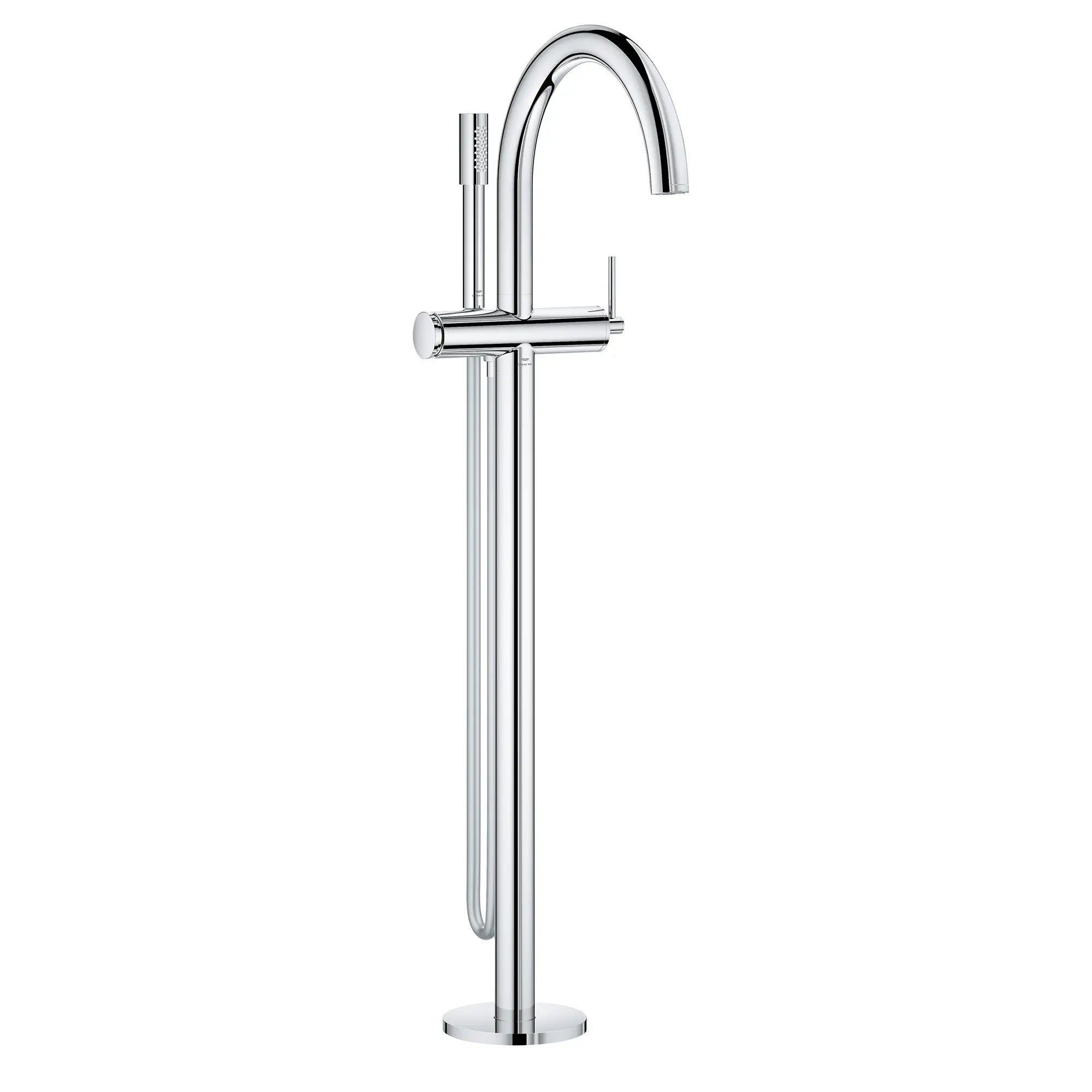 Robinet de baignoire autoportante à poignée simple avec douchette 1,75 GPM // CHROME STARLIGHT GROHE // 276137_Atrio_Silo-Specsheet_24368000_0001_Feb2023_0_CDNwebp.webp