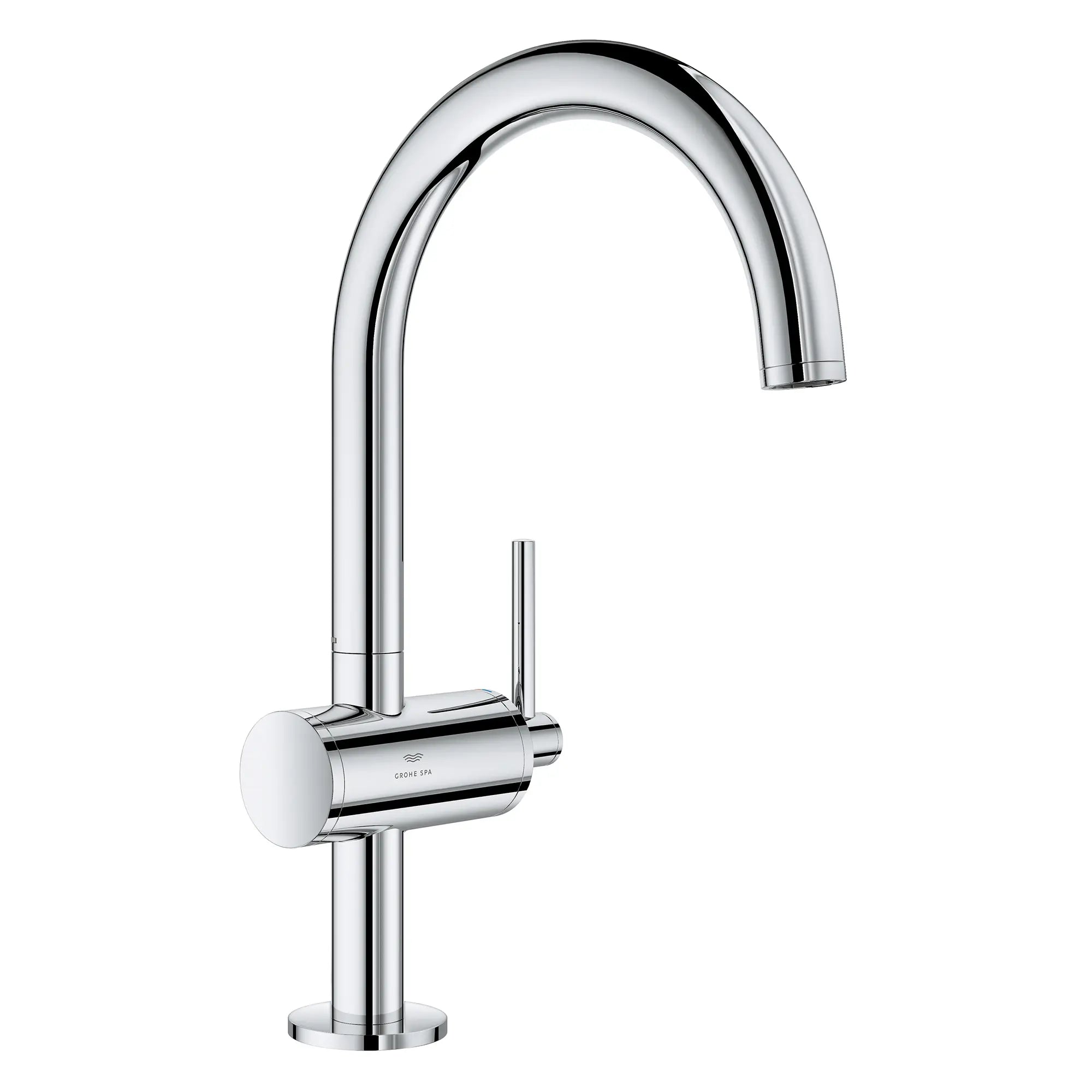 Grand robinet monotrou pour salle de bain, à poignée simple, 4,5 L/min (1,2 gpm) // CHROME STARLIGHT GROHE // 276144_Atrio_Silo-SpecSheet_24350000_0001_Feb2023_0_CDNwebp.webp