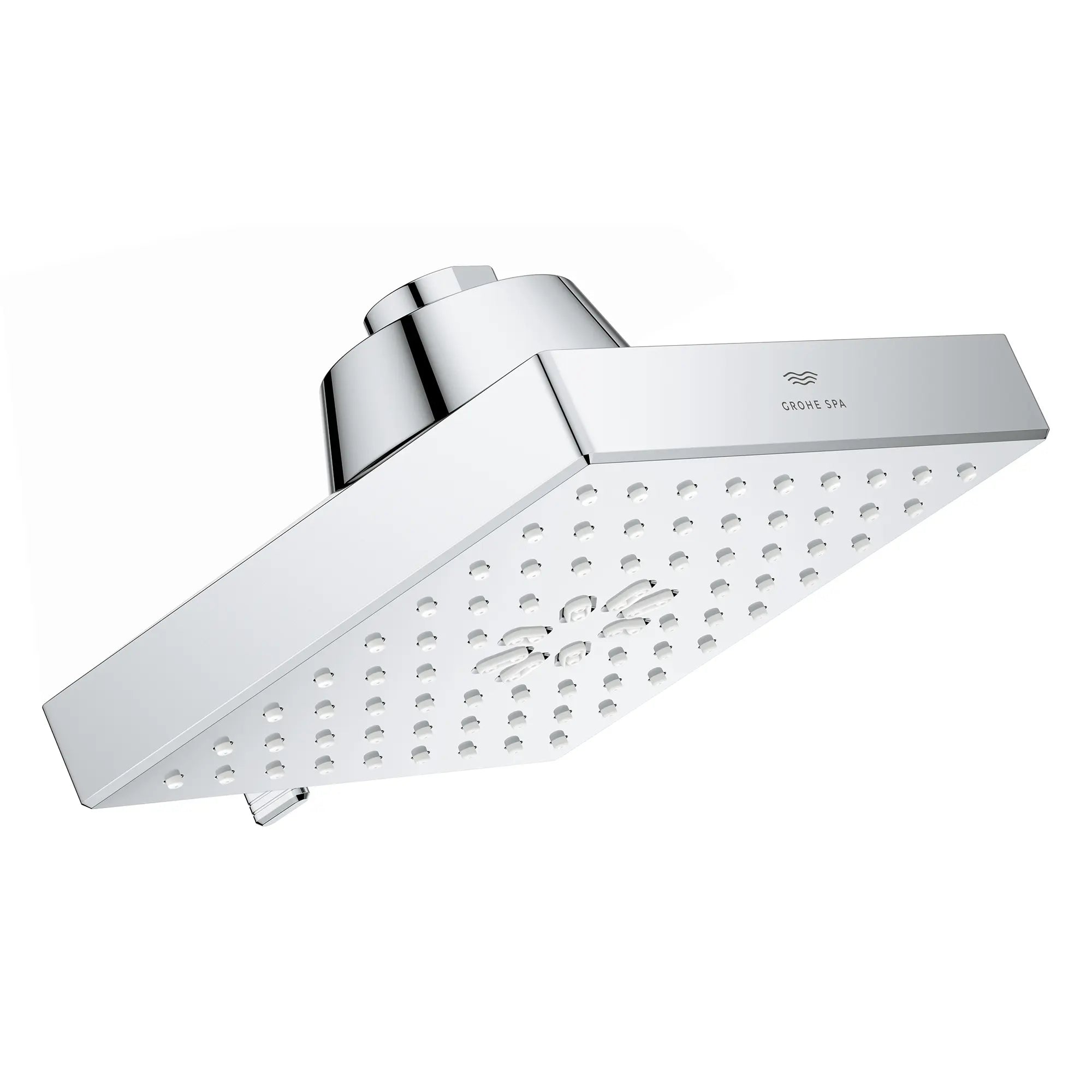 Pomme de douche carrée à jets multiples Rainshower Aqua de 13,97 cm (5½ po) avec AquaBooster 6,6 L/min (1,75 gal/min) // CHROME STARLIGHT GROHE // 276978_AquaBooster_SiloRight_1116720000_0002_October2025_0_CDNwebp.webp