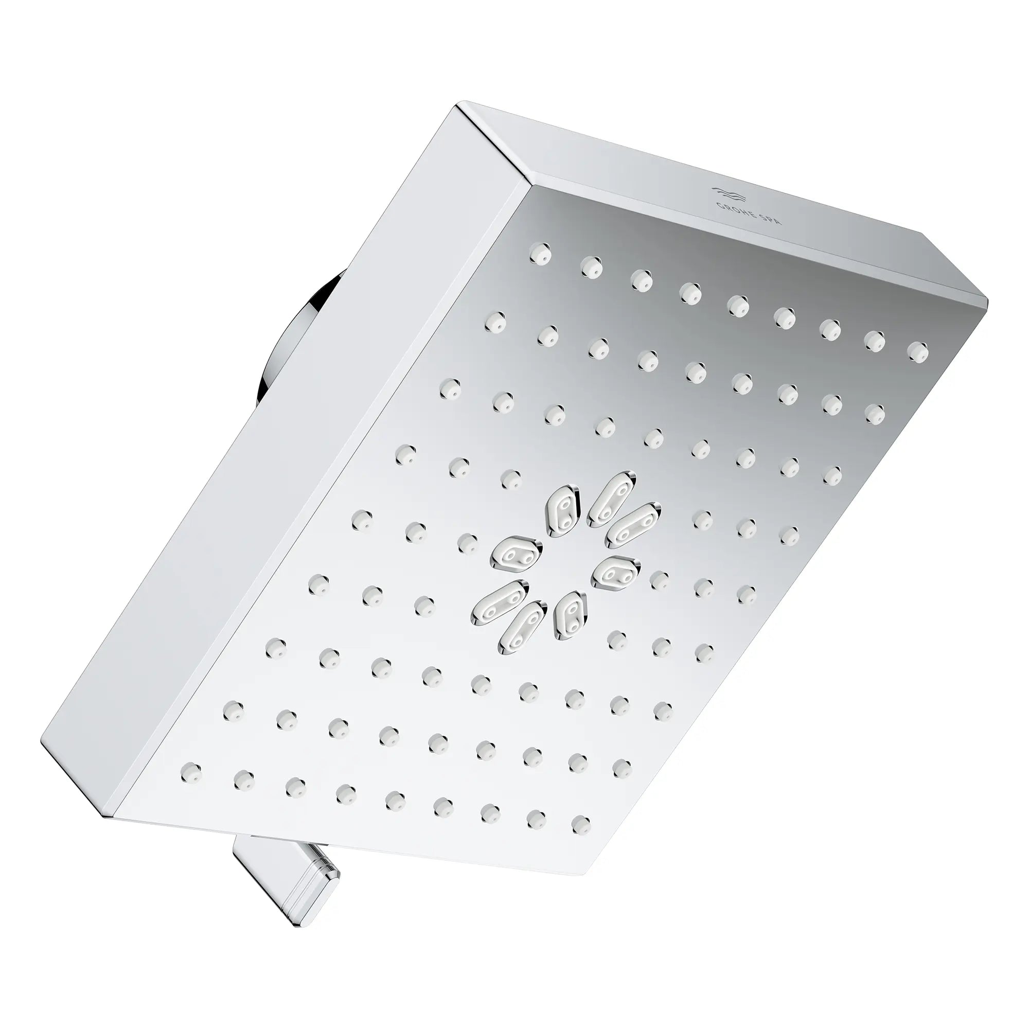 Pomme de douche carrée à jets multiples Rainshower Aqua de 13,97 cm (5½ po) avec AquaBooster 6,6 L/min (1,75 gal/min) // CHROME STARLIGHT GROHE // 276979_AquaBooster_SiloRight_1116720000_0001_October2025_0_CDNwebp.webp