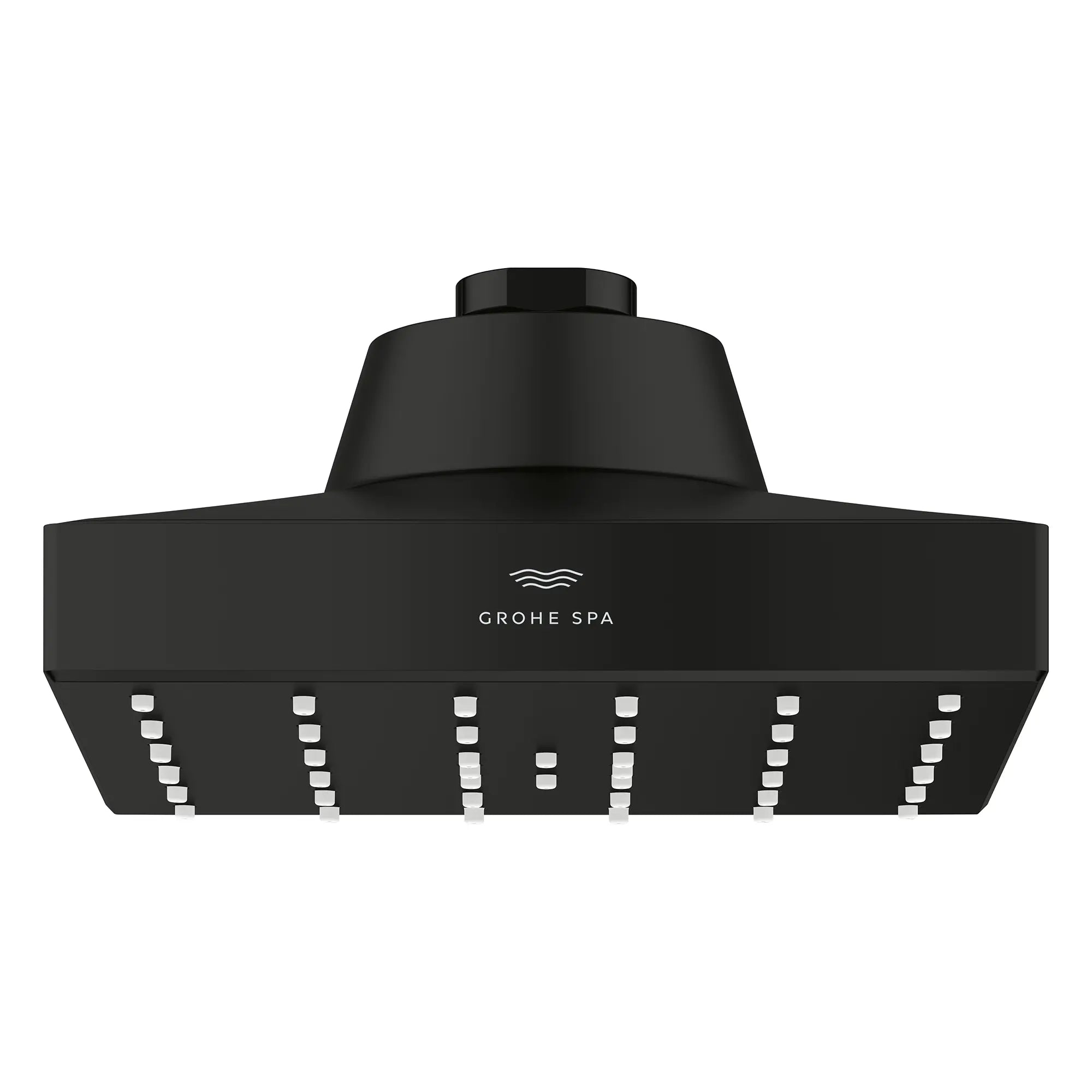 Pomme de douche carrée à un seul jet Rainshower Aqua de 13,97 cm (5½ po) avec AquaBooster 9,5 L/min (2,5 gal/min) // NOIR MAT // 277699_Aqua_Booster_SiloFront_1116682430_0001_October2025_0_CDNwebp.webp