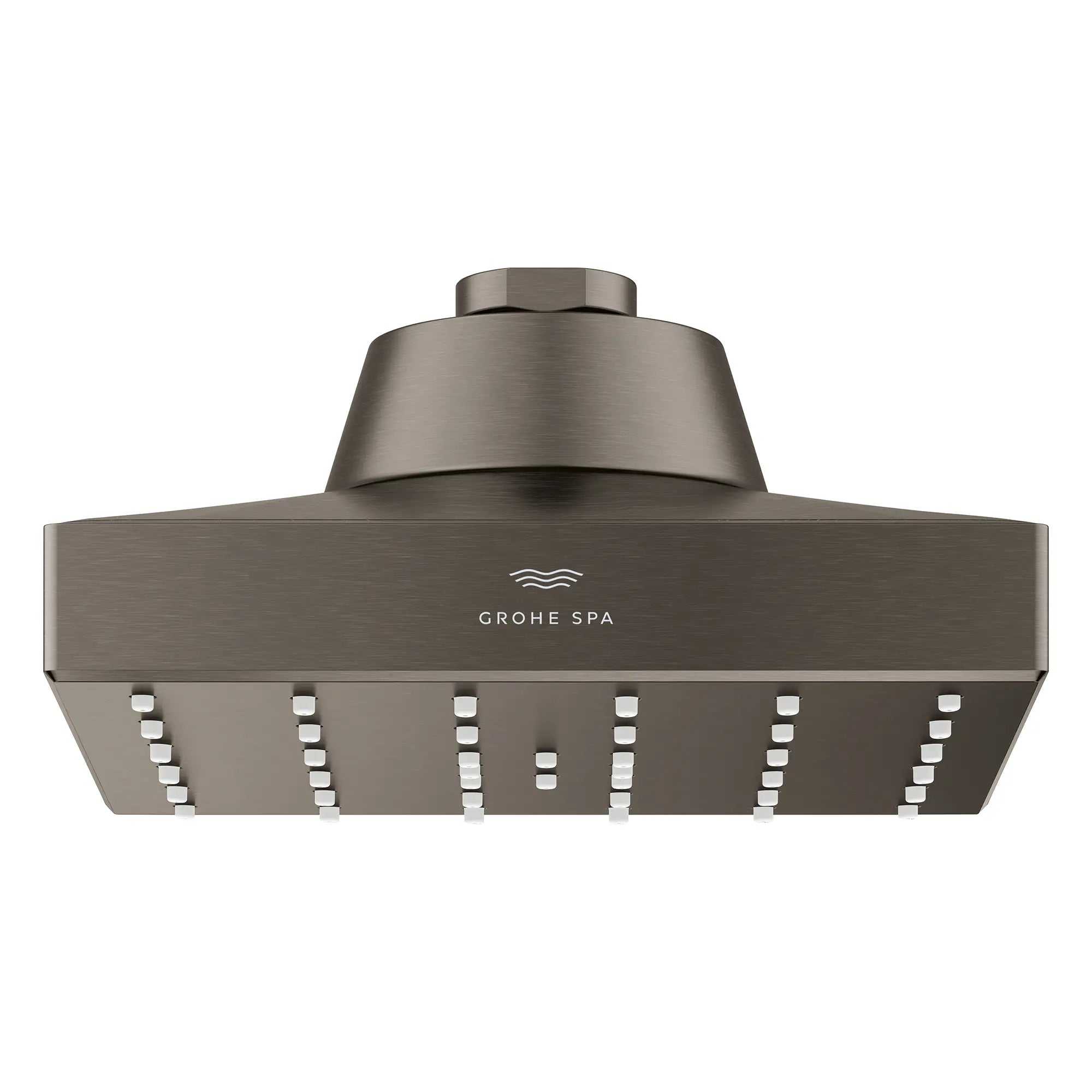 Pomme de douche carrée à un seul jet Rainshower Aqua de 13,97 cm (5½ po) avec AquaBooster 9,5 L/min (2,5 gal/min) // GRAPHITE DUR BROSSÉ // 277715_Aqua_Booster_SiloFront_111668AL00_0001_October2025_0_CDNwebp.webp
