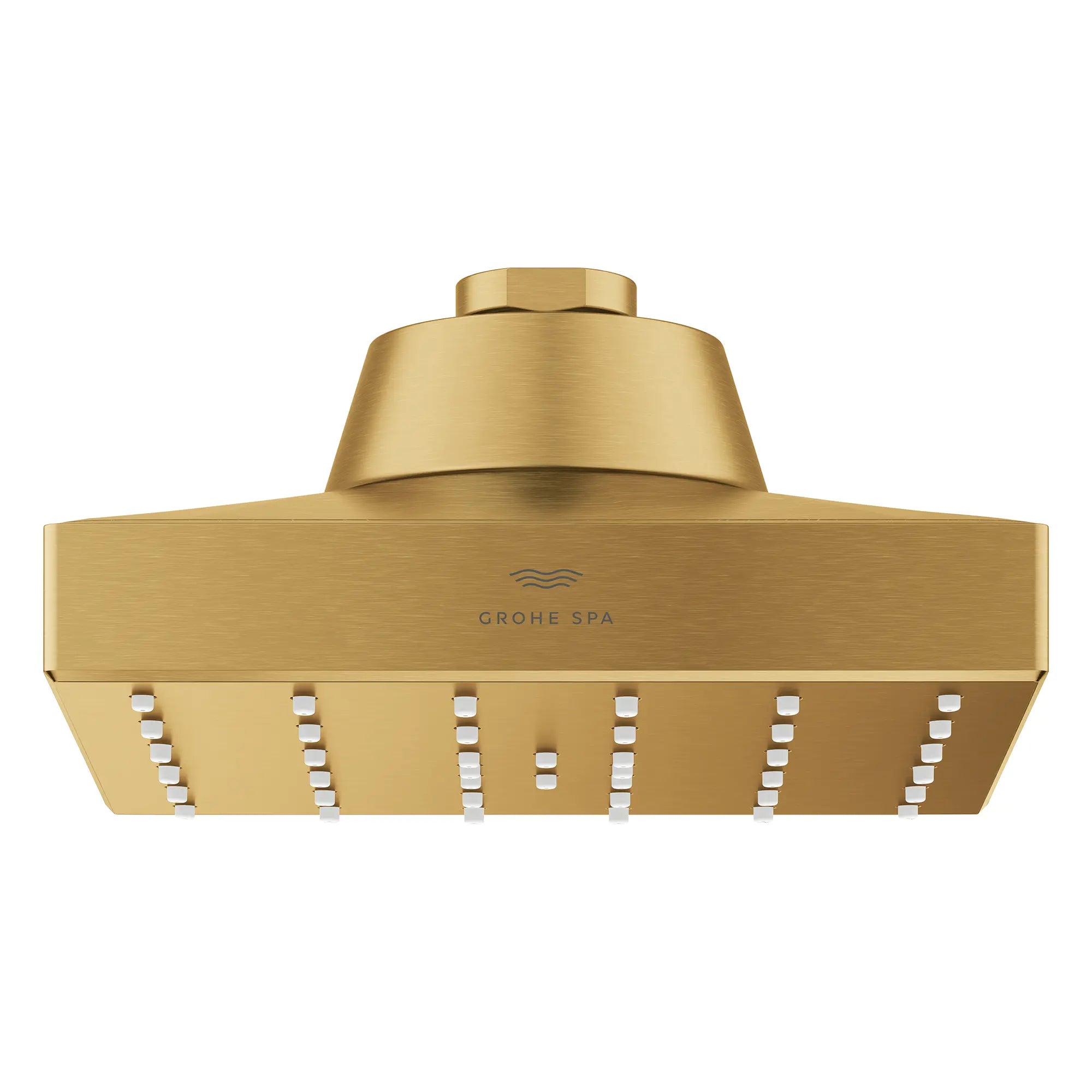 Pomme de douche carrée à un seul jet Rainshower Aqua de 13,97 cm (5½ po) avec AquaBooster 9,5 L/min (2,5 gal/min) // AUBE FRAÎCHE BROSSÉ // 277772_Aqua_Booster_SiloFront_111668GN00_0001_October2025_0_CDNwebp.webp