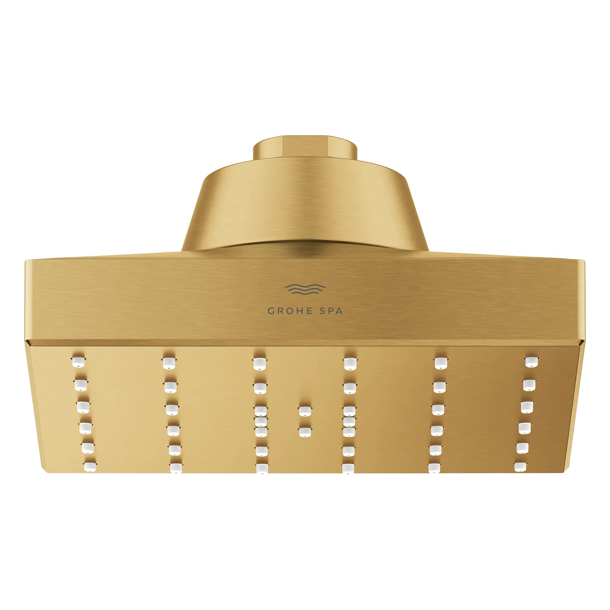 Pomme de douche carrée à un seul jet Rainshower Aqua de 13,97 cm (5½ po) avec AquaBooster 9,5 L/min (2,5 gal/min) // AUBE FRAÎCHE BROSSÉ // 277773_Aqua_Booster_SiloFront_111668GN00_0002_October2025_0_CDNwebp.webp