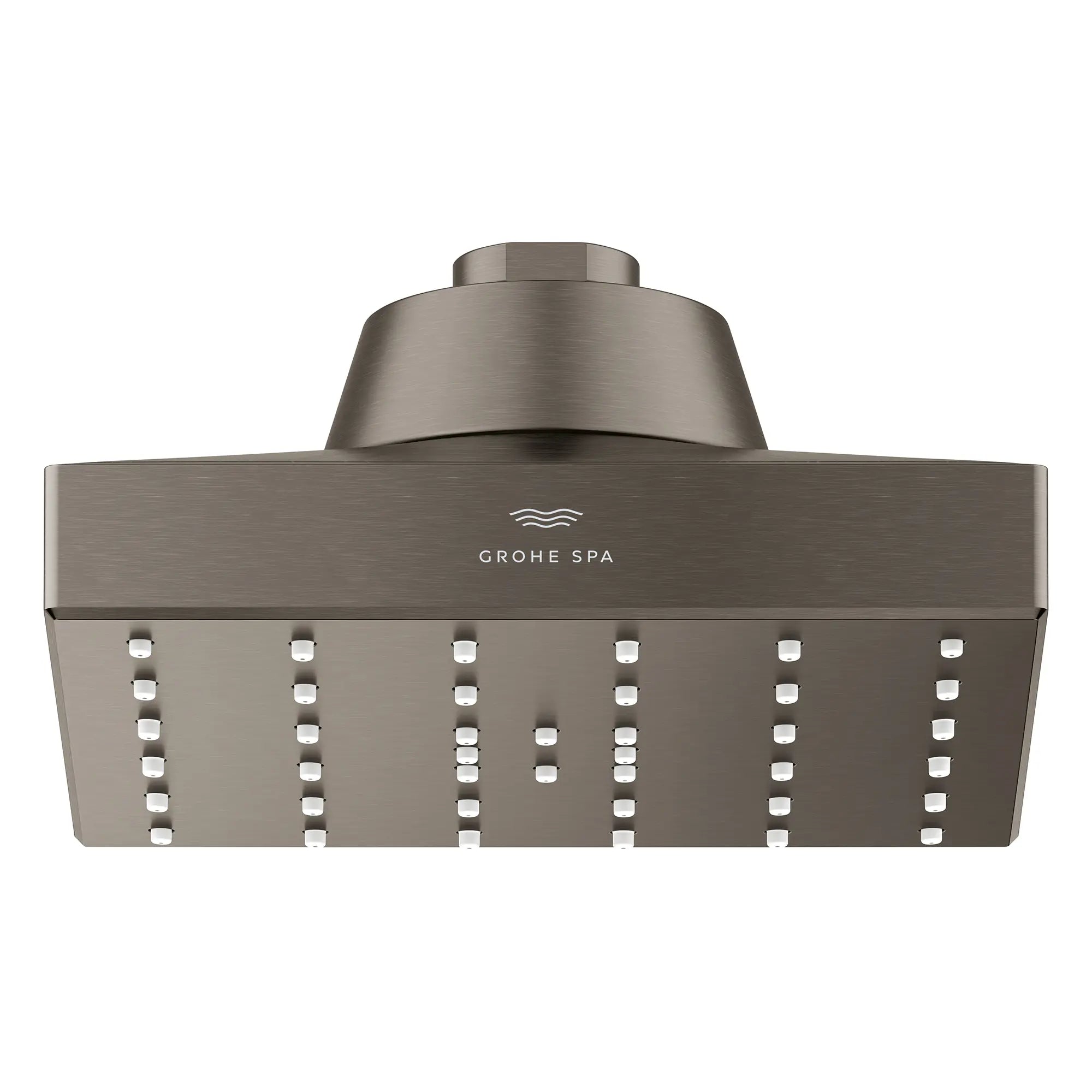 Pomme de douche carrée à un seul jet Rainshower Aqua de 13,97 cm (5½ po) avec AquaBooster 9,5 L/min (2,5 gal/min) // GRAPHITE DUR BROSSÉ // 277843_Aqua_Booster_SiloFront_111668AL00_0002_October2025_0_CDNwebp.webp
