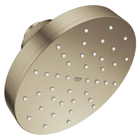 Pomme de douche carrée Euphoria 140 à un seul jet avec Aquabooster, 6,6 L/min (1,75 gal/min) - Nickel brossé InfinityFinish