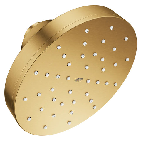 Pomme de douche carrée Euphoria 140 à un seul jet avec Aquabooster, 6,6 L/min (1,75 gal/min) - Aube fraîche brossé