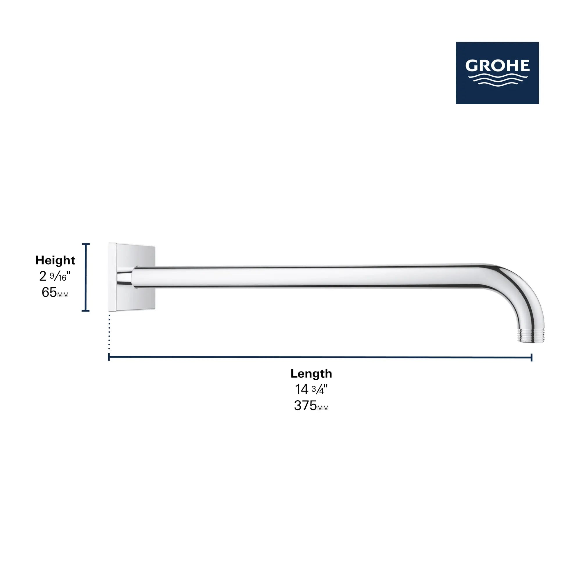 Rainshower Bras de douche de 15 po avec bride carrée // CHROME STARLIGHT GROHE // 278632_Rainshower_Infographic_2663200_0001_NOV2025_1_CDNwebp.webp