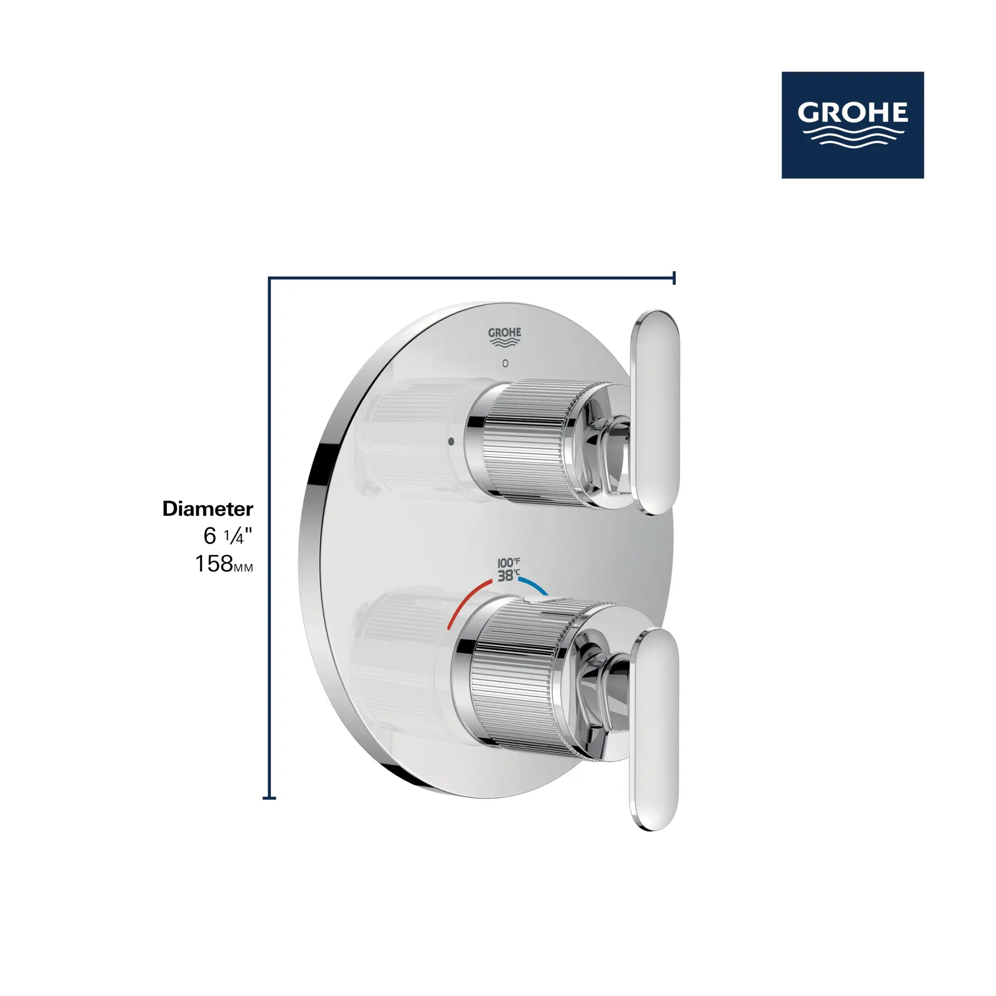 Garniture de robinet thermostatique à fonction unique et 2 manettes Listra // CHROME STARLIGHT GROHE // 278721_Listra_Infographic_106236_0001_Nov2025_1_CDNwebp.webp