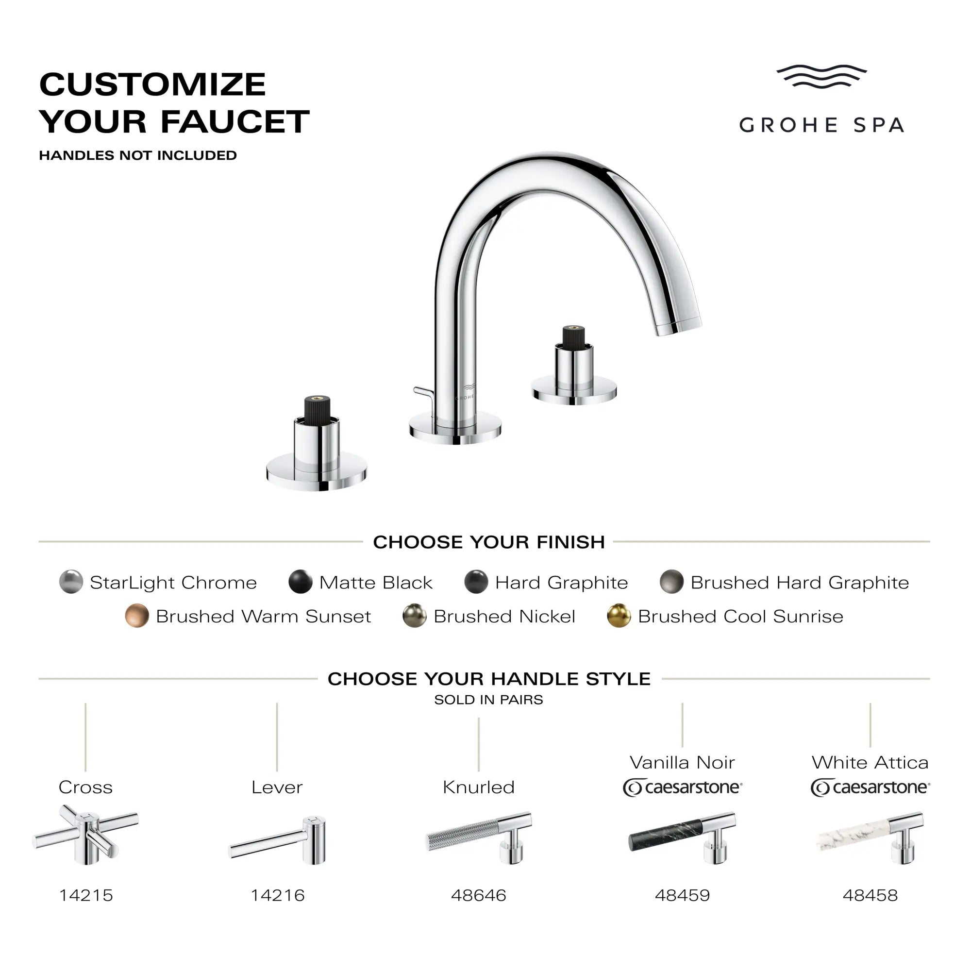 Petit robinet de salle de bain, 8 po, à deux poignée, 4,5 L/min (1,2 gpm) // CHROME STARLIGHT GROHE // 281291_AtrioPC_Infographic_20660_0001_FEB2026_1_CDNwebp.webp
