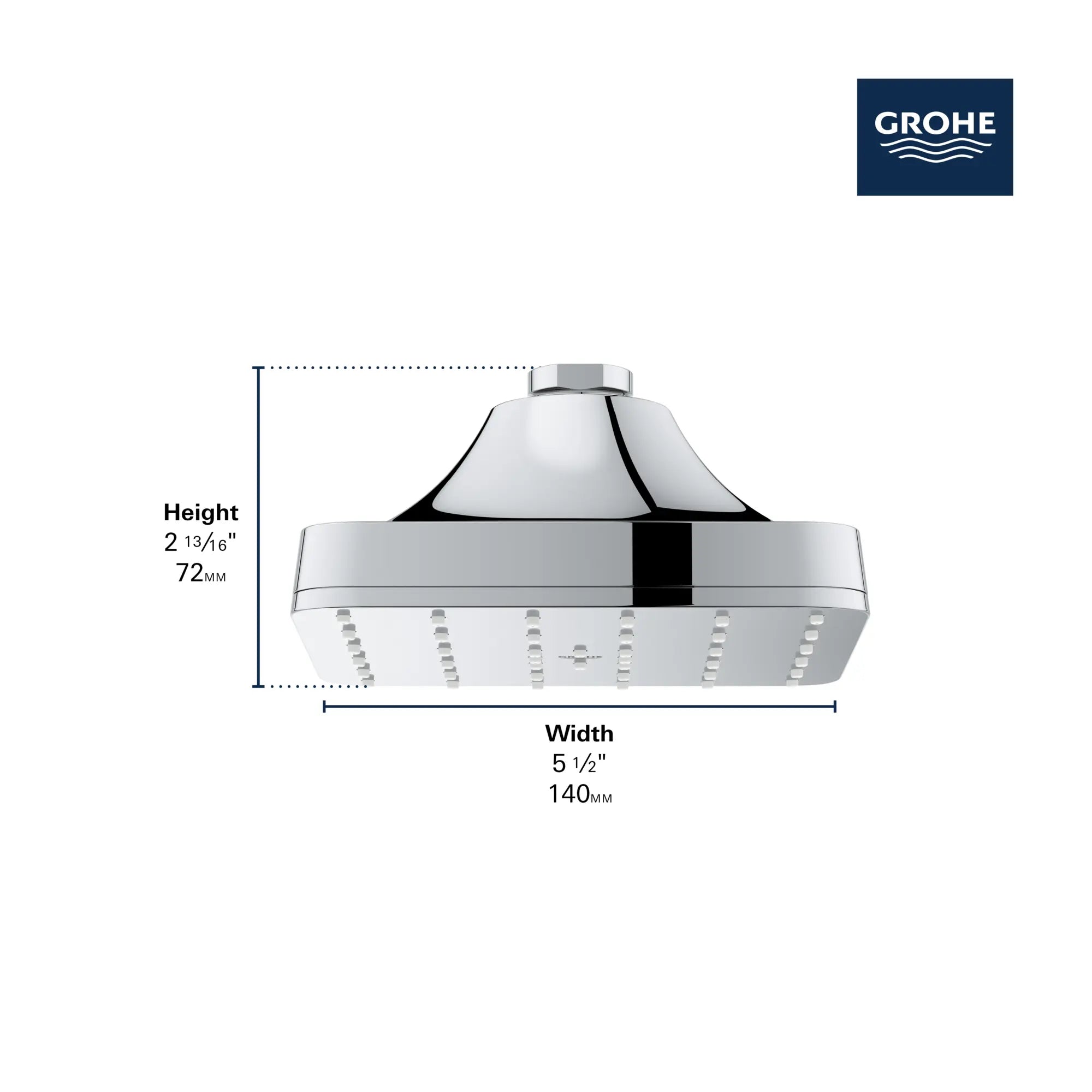Pomme de douche ronde Euphoria 140 à jets multiples avec Aquabooster, 6,6 L/min (1,75 gal/min) // CHROME STARLIGHT GROHE // 281316_AquaBooster_Infographic_111718_0001_FEB2026_1_CDNwebp.webp