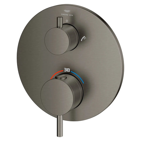 Garniture de robinet thermostatique à fonction double, 2 poignées - Brushed Hard Graphite