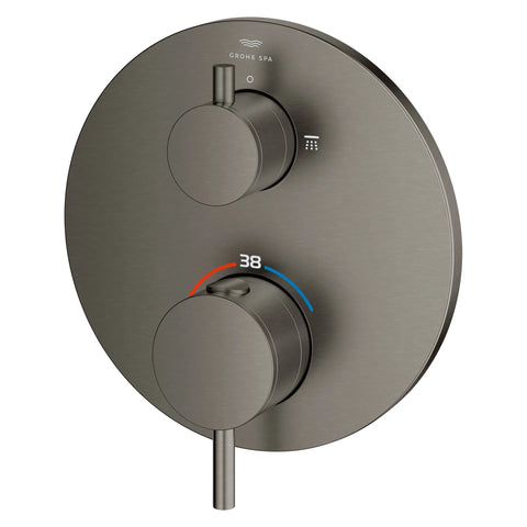 Garniture de robinet thermostatique à fonction simple, 2 poignées - Brushed Hard Graphite