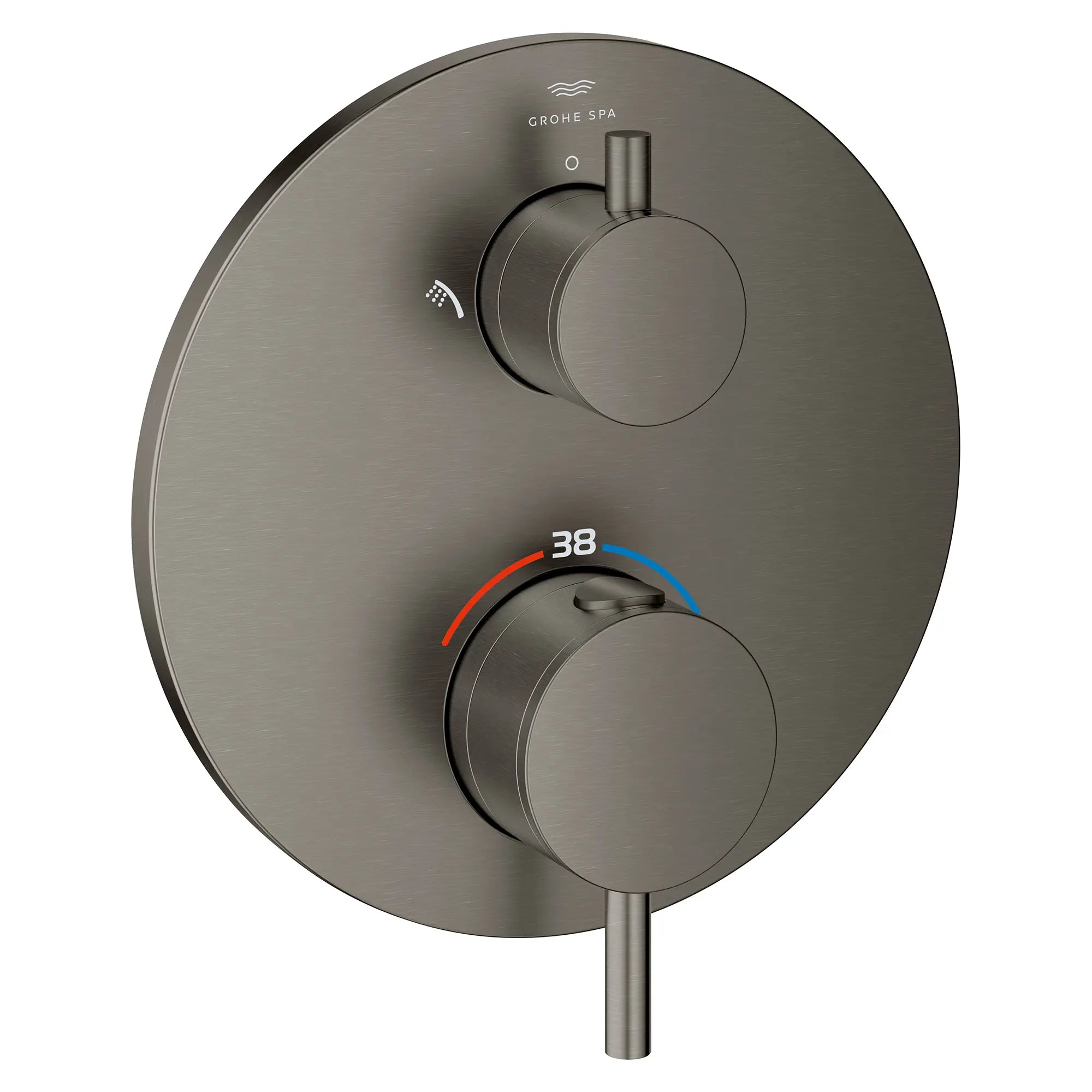 Garniture de robinet thermostatique à fonction simple, 2 poignées // BRUSHED HARD GRAPHITE // 282198_Atrio_SiloRight_24360AL0_0001_March2026_0_CDNwebp.webp